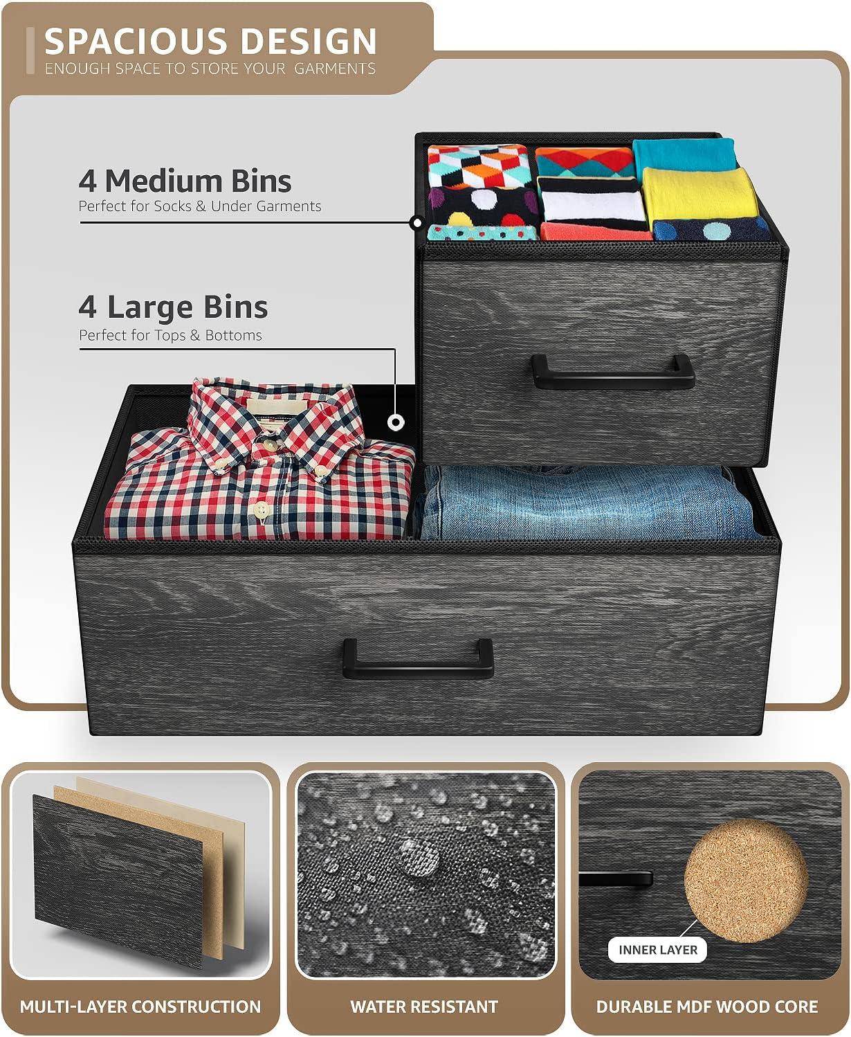 Sorbus Sorbus 8 Drawers Dresser with Steel Frame and Wood Top in Rustic
