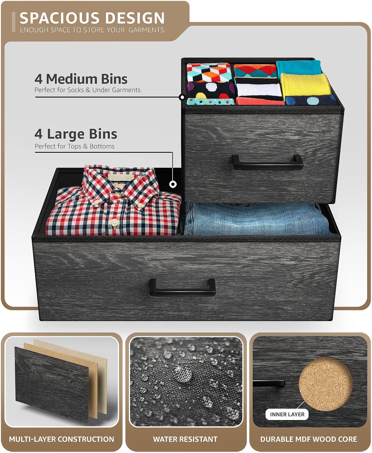 Sorbus Sorbus 8 Drawers Dresser with Steel Frame and Wood Top in Rustic
