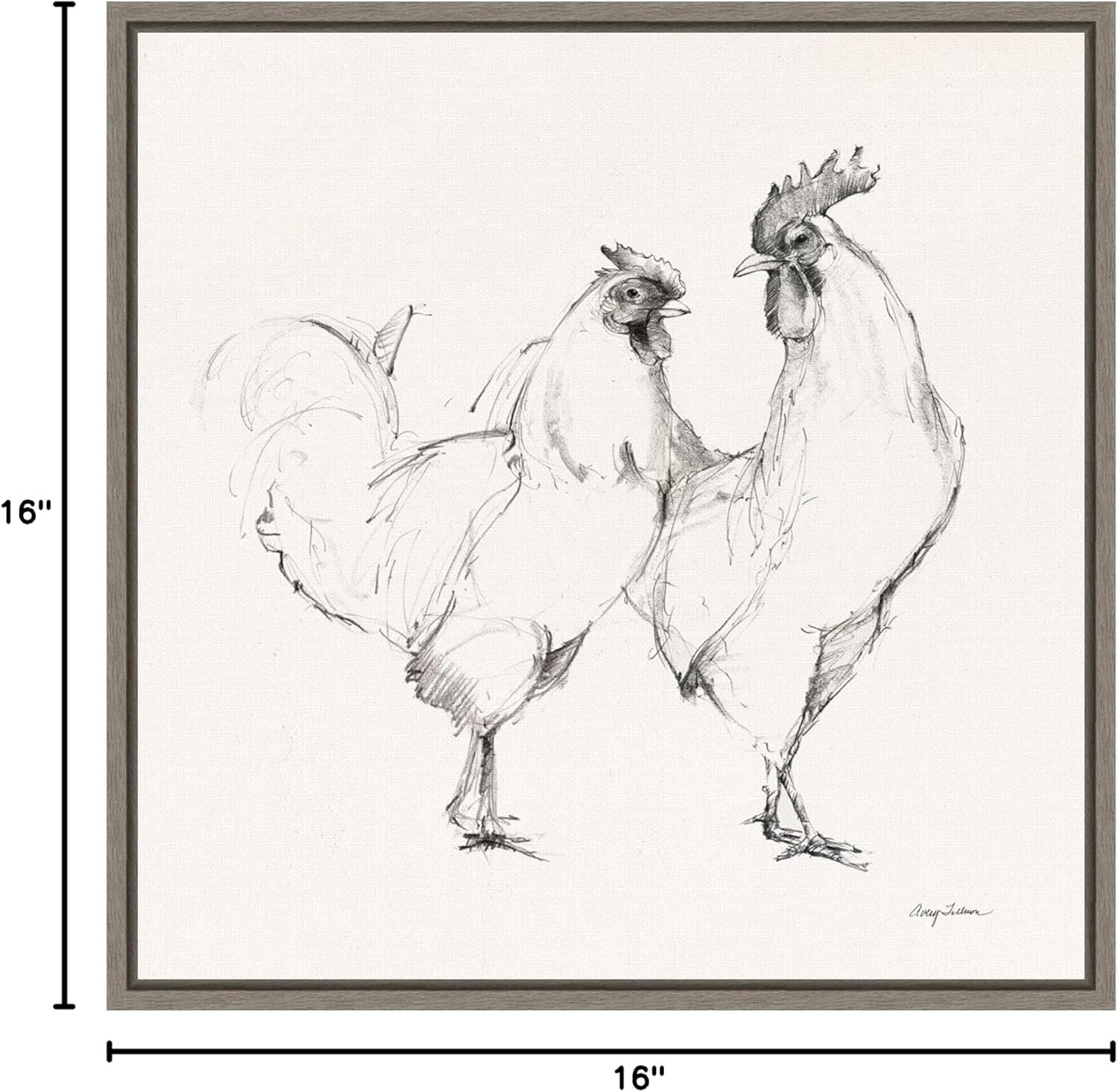 Avery Tillmon Rooster Print on Canvas with Graywash Frame, 16 x 16 in.