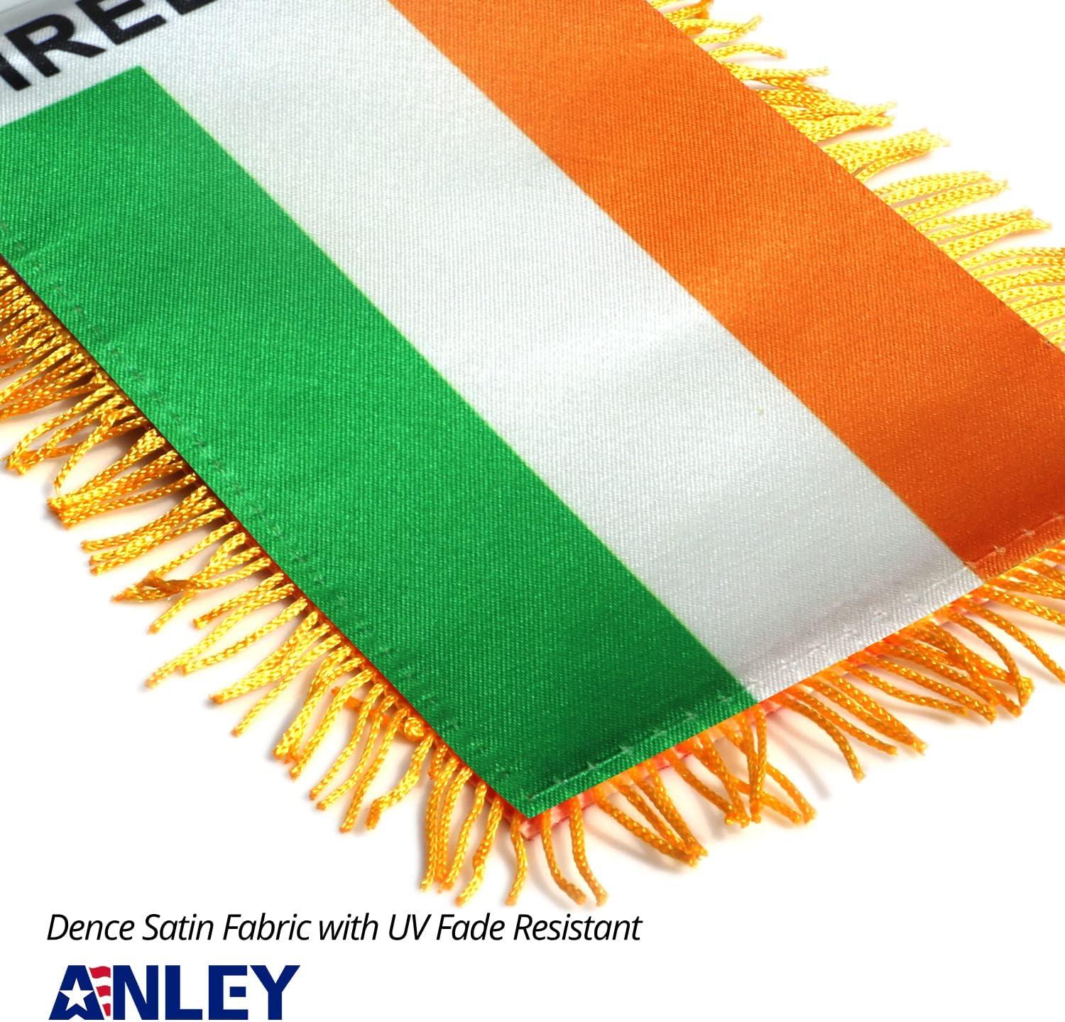 Anley 4 x 6 inch Ireland Fringy Window Hanging Flag - Fringed Irish Hanging Flag