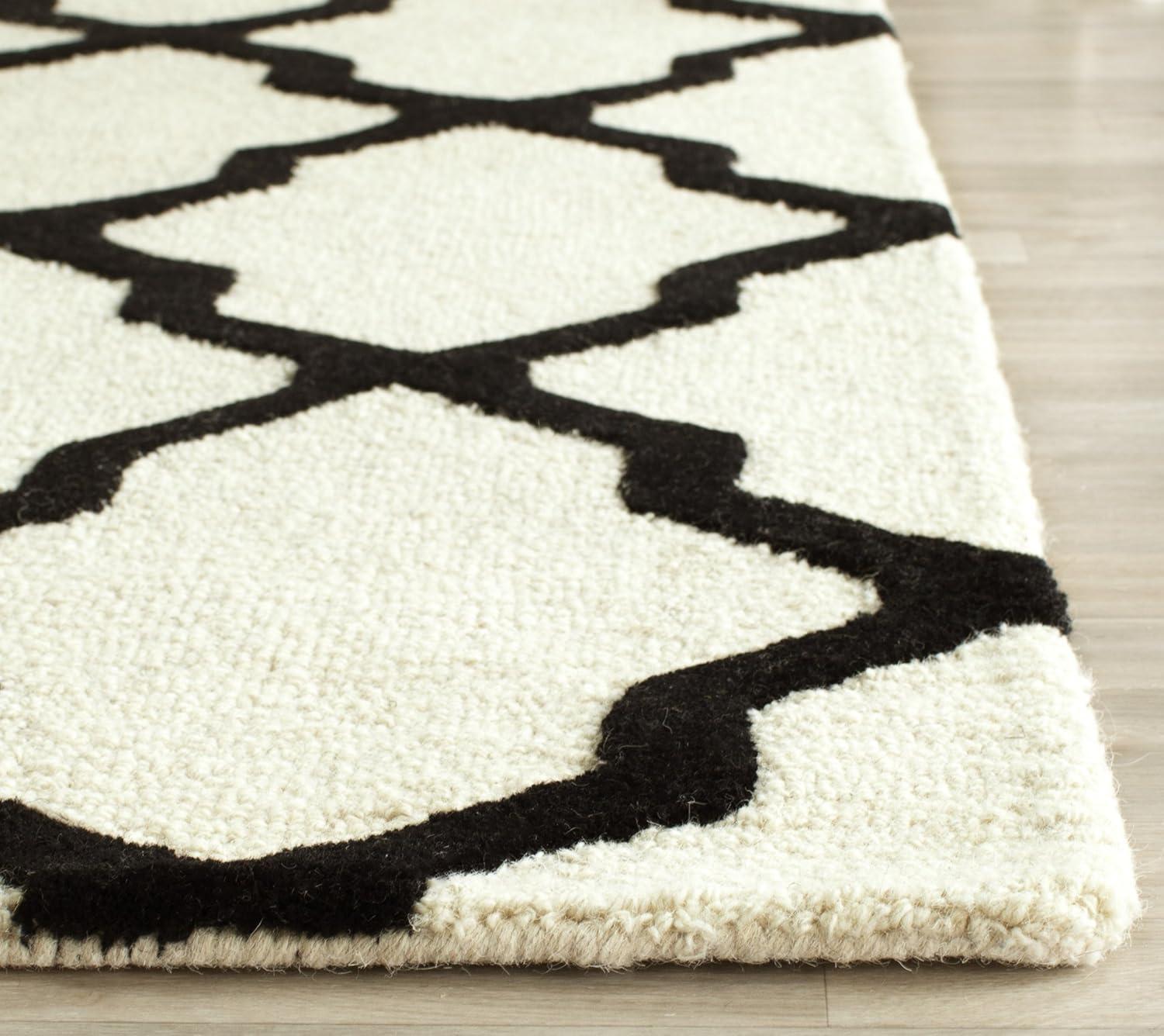 Handmade Cambridge Black/Ivory Wool 8' x 10' Tufted Area Rug