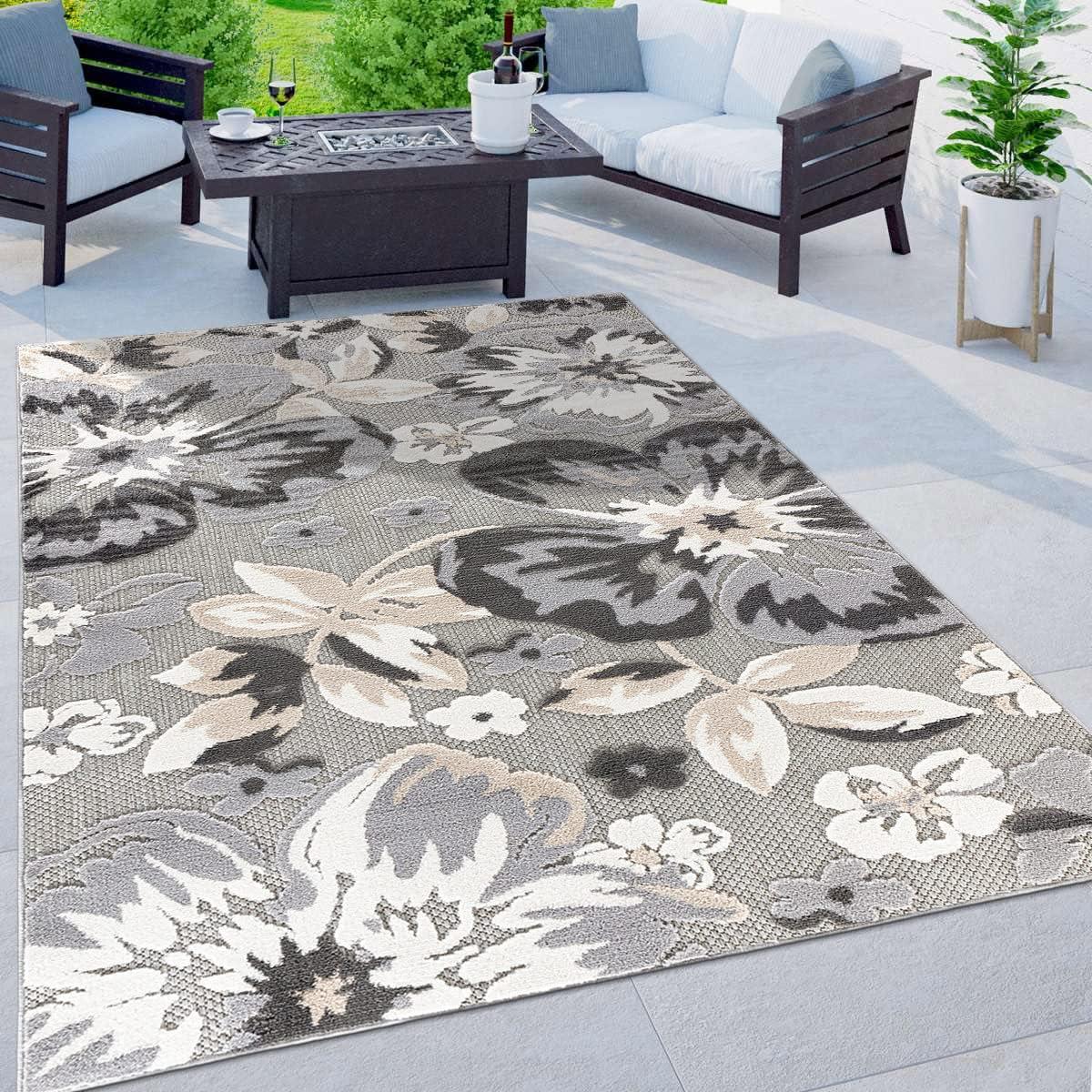 World Rug Gallery Bergamo Contemporary Floral Indoor/Outdoor Area Rug