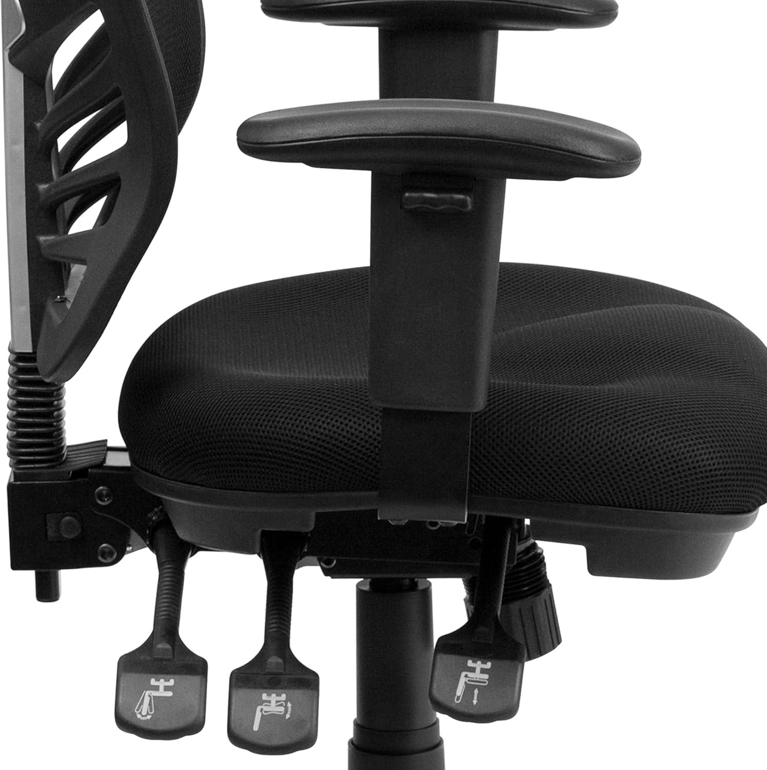 BizChair Mid-Back Black Mesh Multifunction Executive Swivel Ergonomic Office Chair with Adjustable Arms