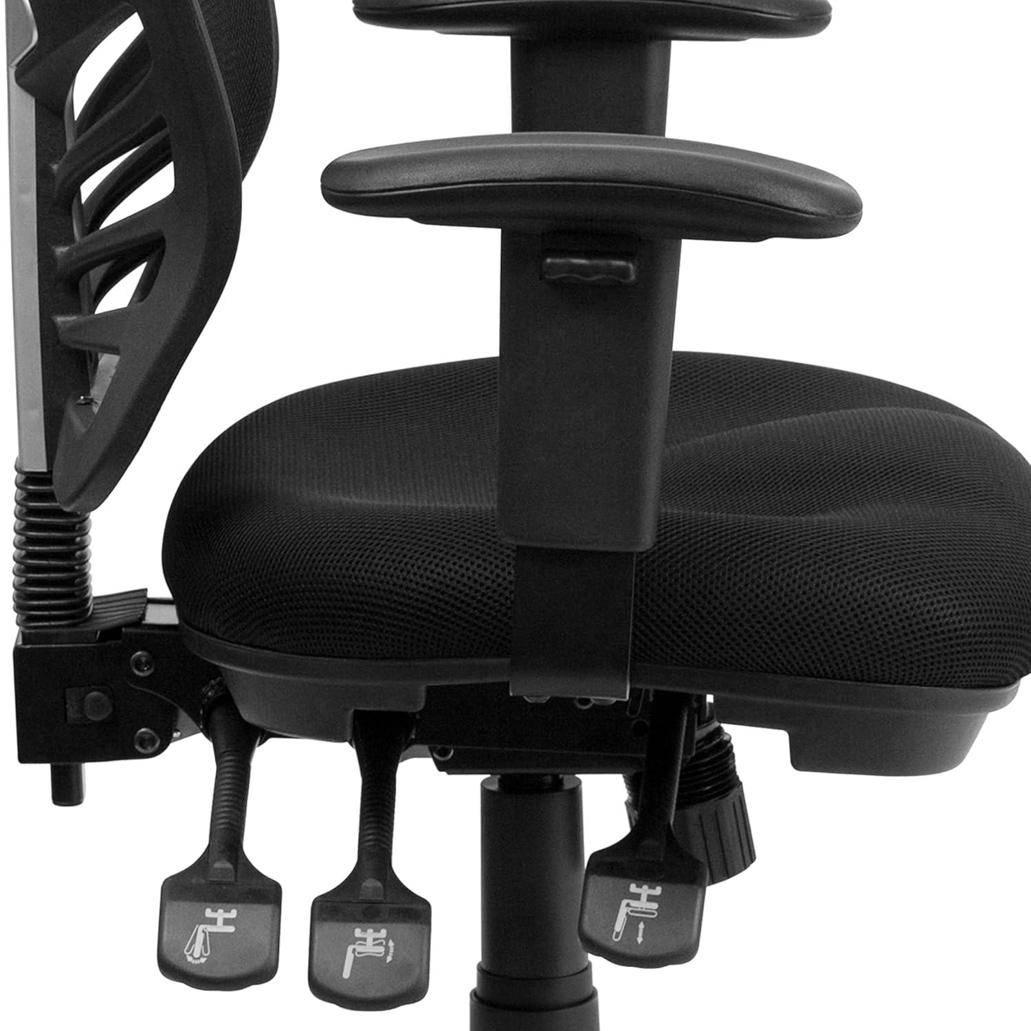 BizChair Mid-Back Black Mesh Multifunction Executive Swivel Ergonomic Office Chair with Adjustable Arms