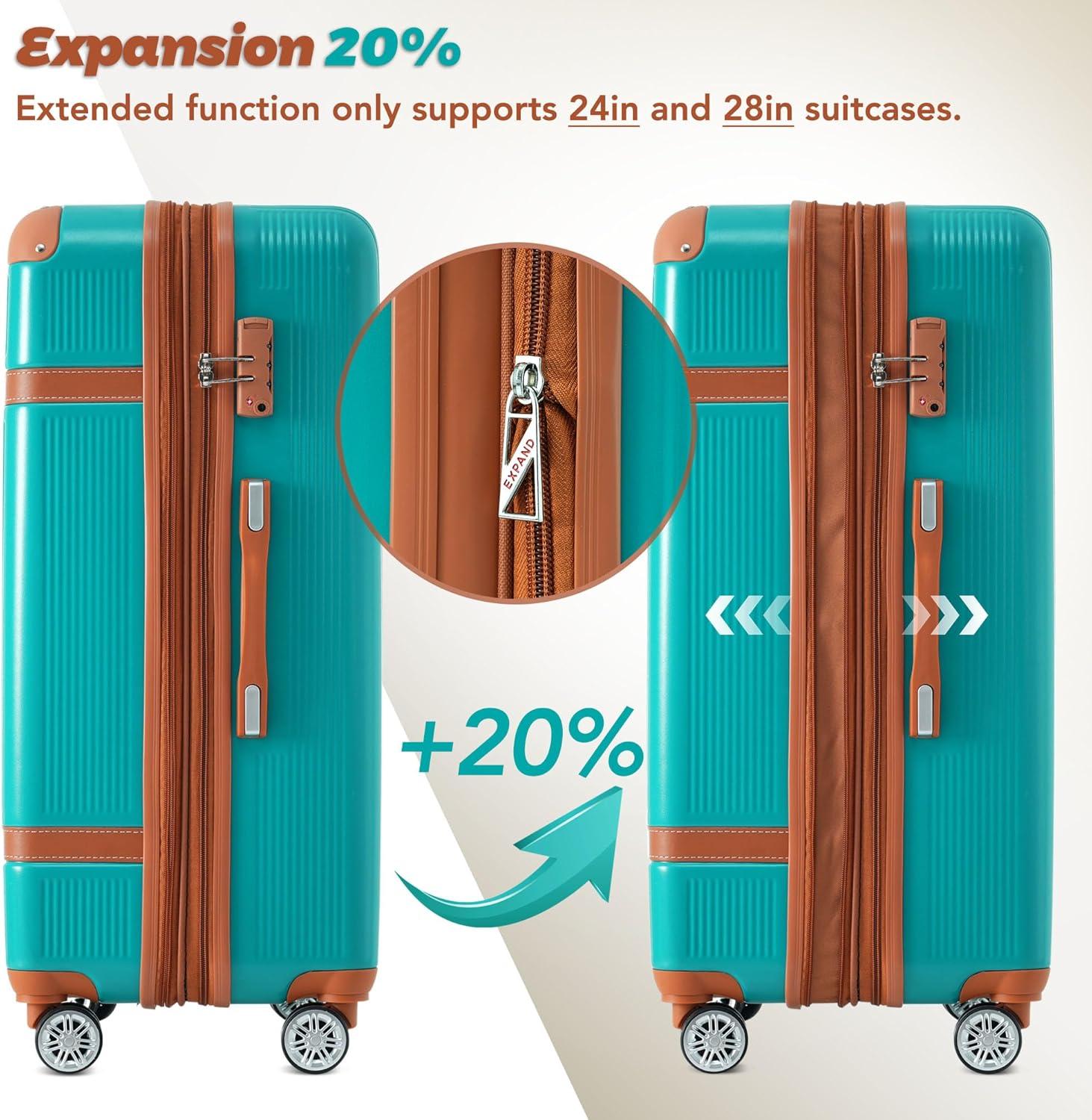 3 Piece Luggage Set, Travel Suitcase with 8 Spinner Wheels, Lock Collision-Protection Angle Rolling Travel Luggage