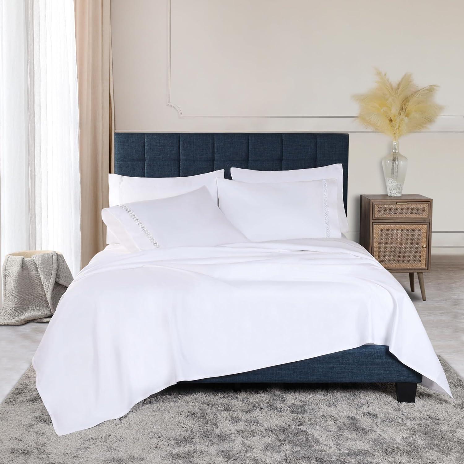 Superior Infinity Scroll Embroidered Certified Egyptian Cotton 1000 Thread Count Bed Sheet Set