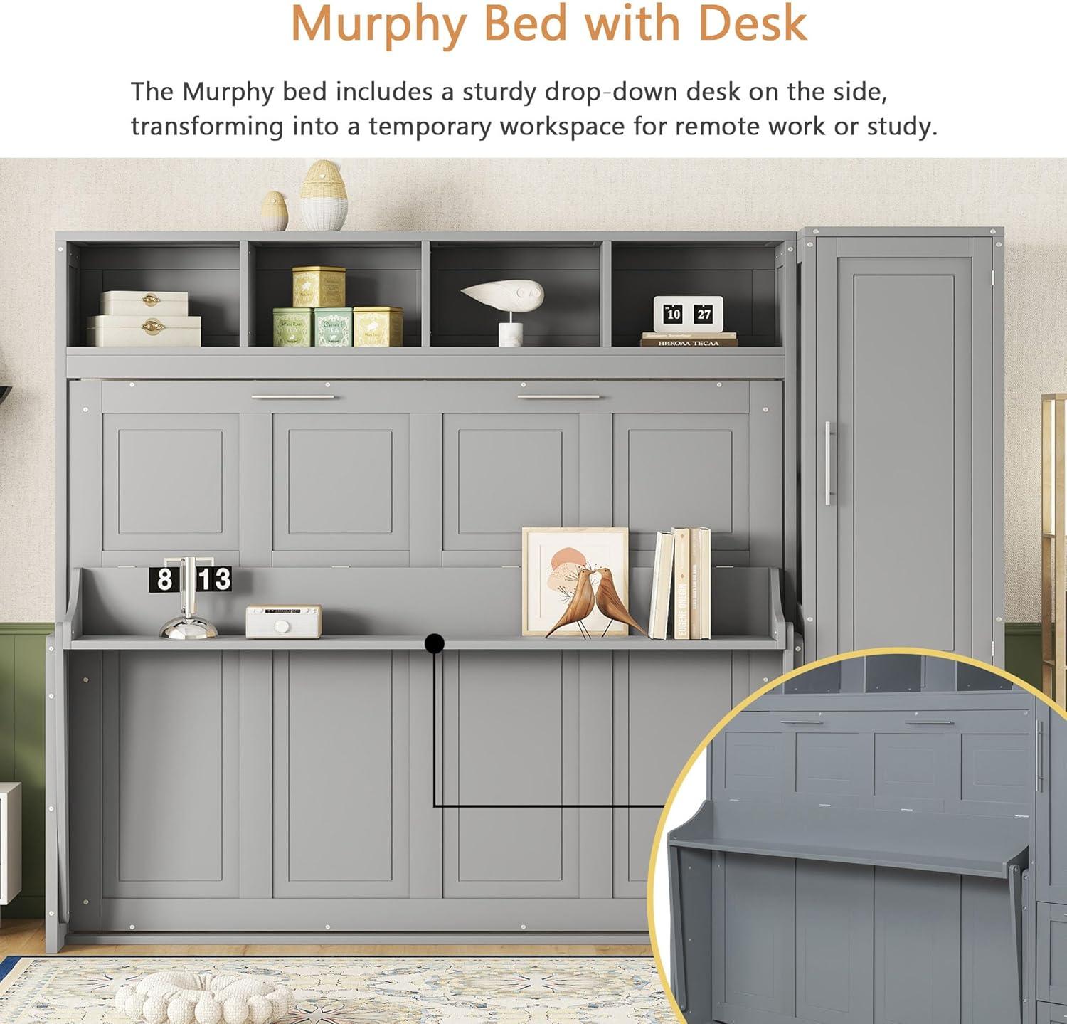 Galibens Murphy Bed Wall Bed With Closet And Drawers