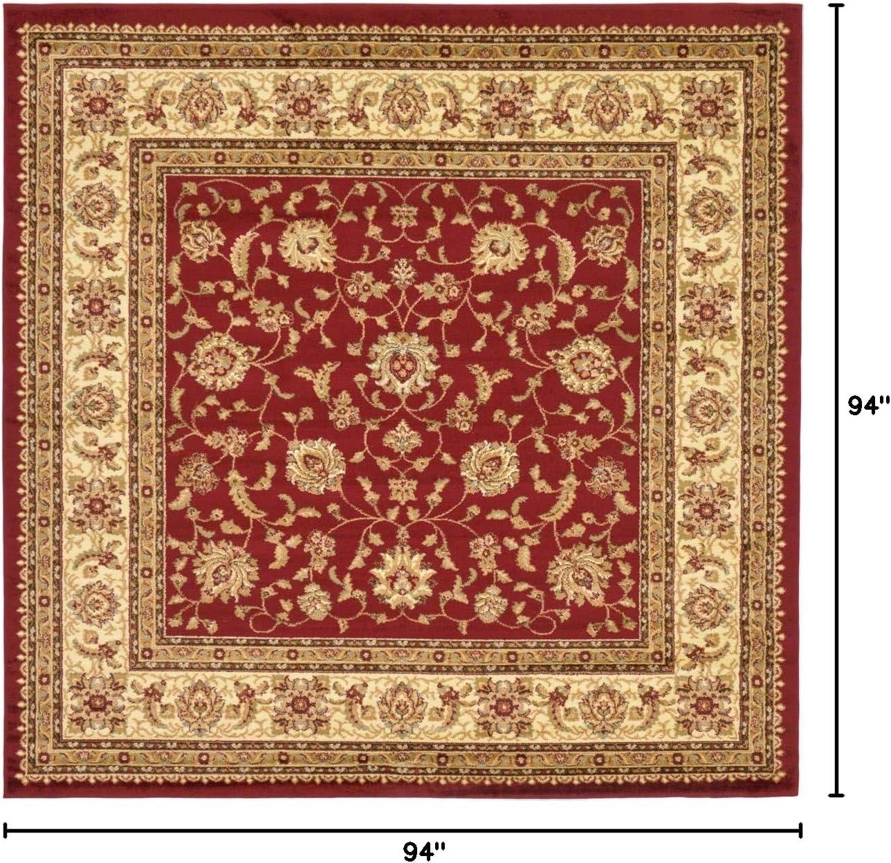 Elegant Red Square Synthetic Floral 8' Indoor Area Rug