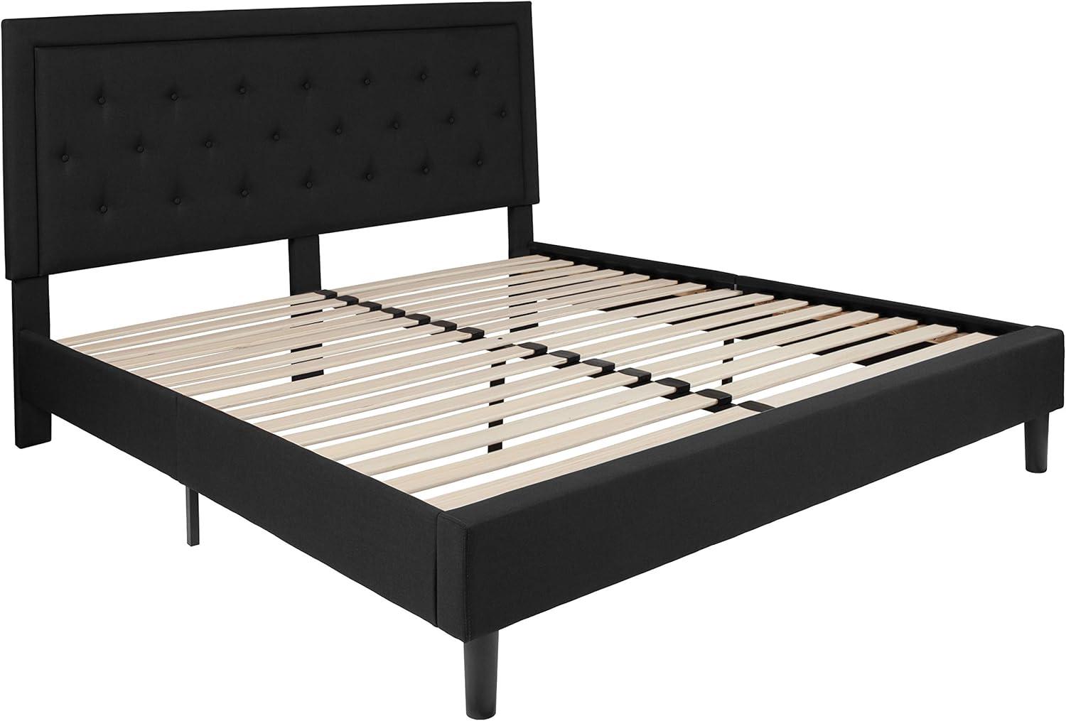 Lark Manor™ Aluino Panel Button Tufted Upholstered Platform Bed Frame - No Box Spring Required