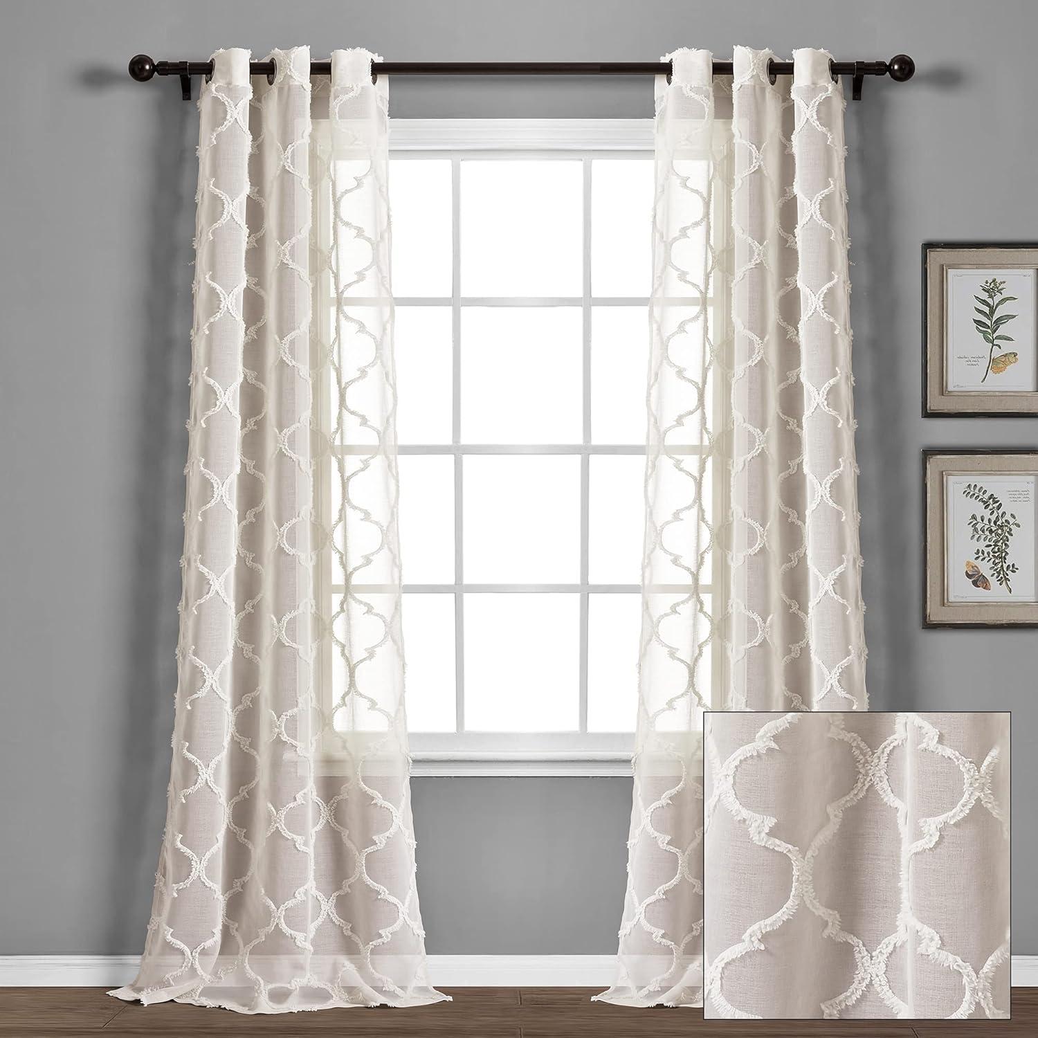 Lush Decor Avon Trellis Sheer Polyester Sheer Curtain Pair (Set of 2)