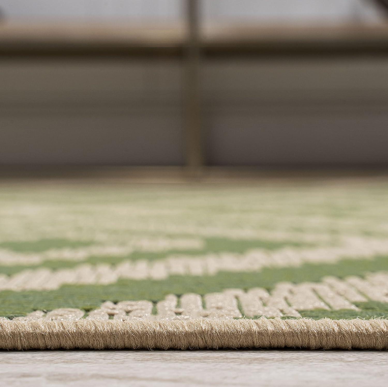 2'x10' Sintra Diamond  Indoor/Outdoor Runner Rug, Green/Cream - JONATHAN Y