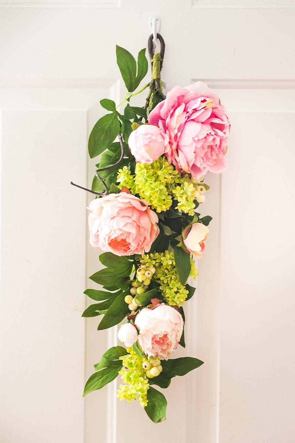 Nearly Natural 24'' Mixed Peony and Hydrangea Teardrop