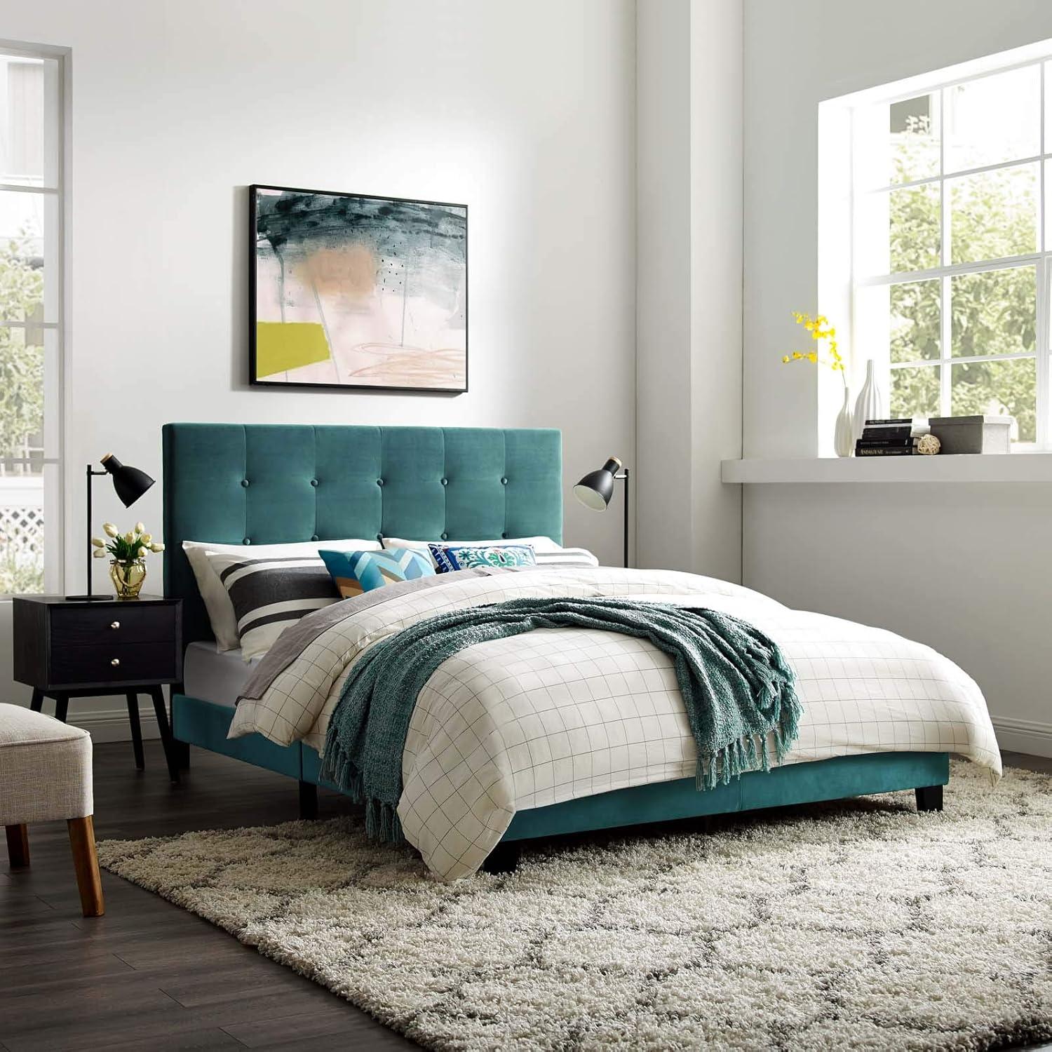 Modway Melanie Tufted Button Upholstered Performance Velvet Platform Bed