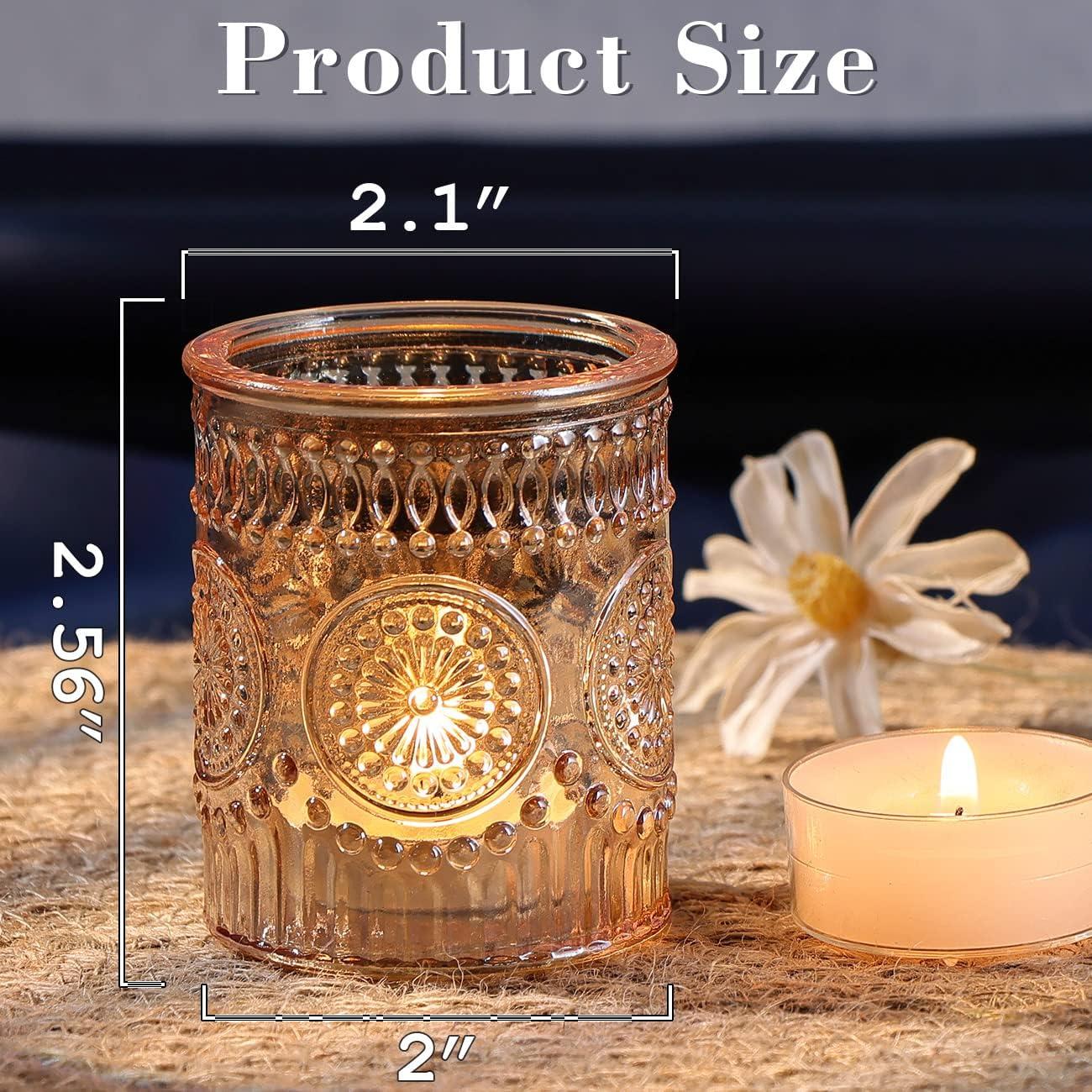 Gold Embossed Glass Tealight Candle Holders Set of 36