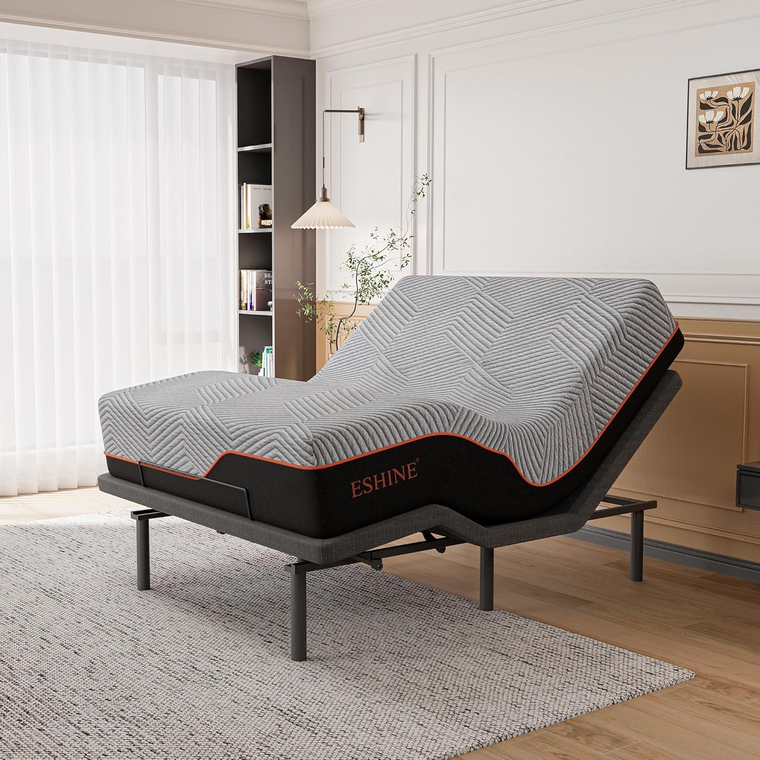 E3100 Zero Gravity Adjustable Bed, Massage, Wireless Remote & App Control, 14'' Ultra-Plush Black Mattress Included