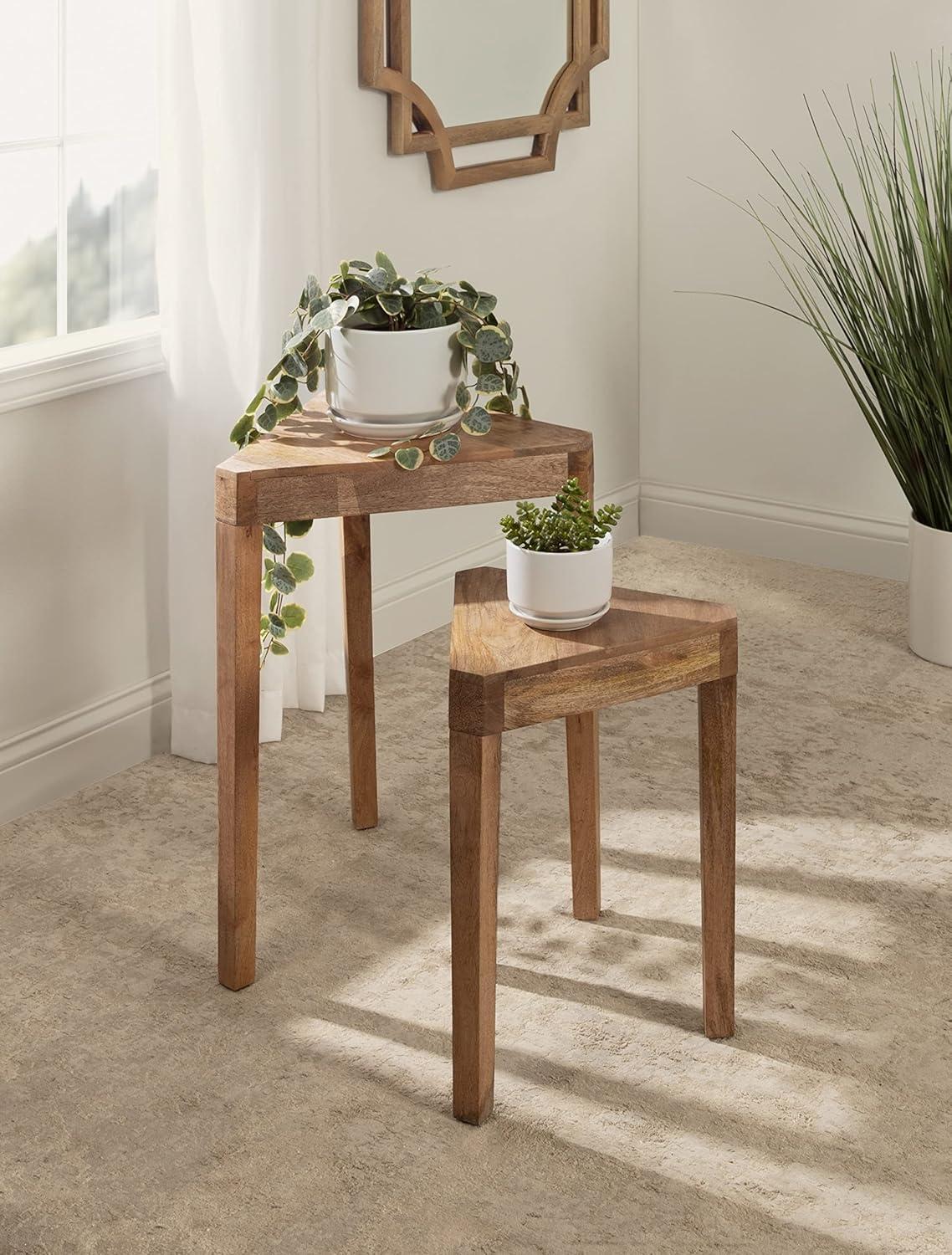 Kate and Laurel Talcott Triangle Wood Nesting Table, 2 Piece, White