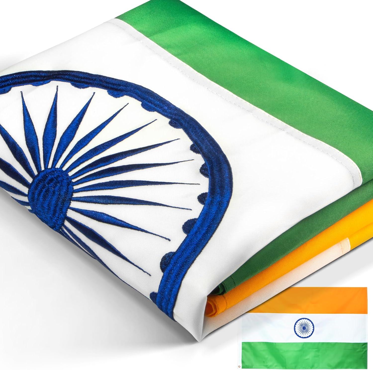 EverStrong 3x5 Feet Embroidered Nylon India Flag