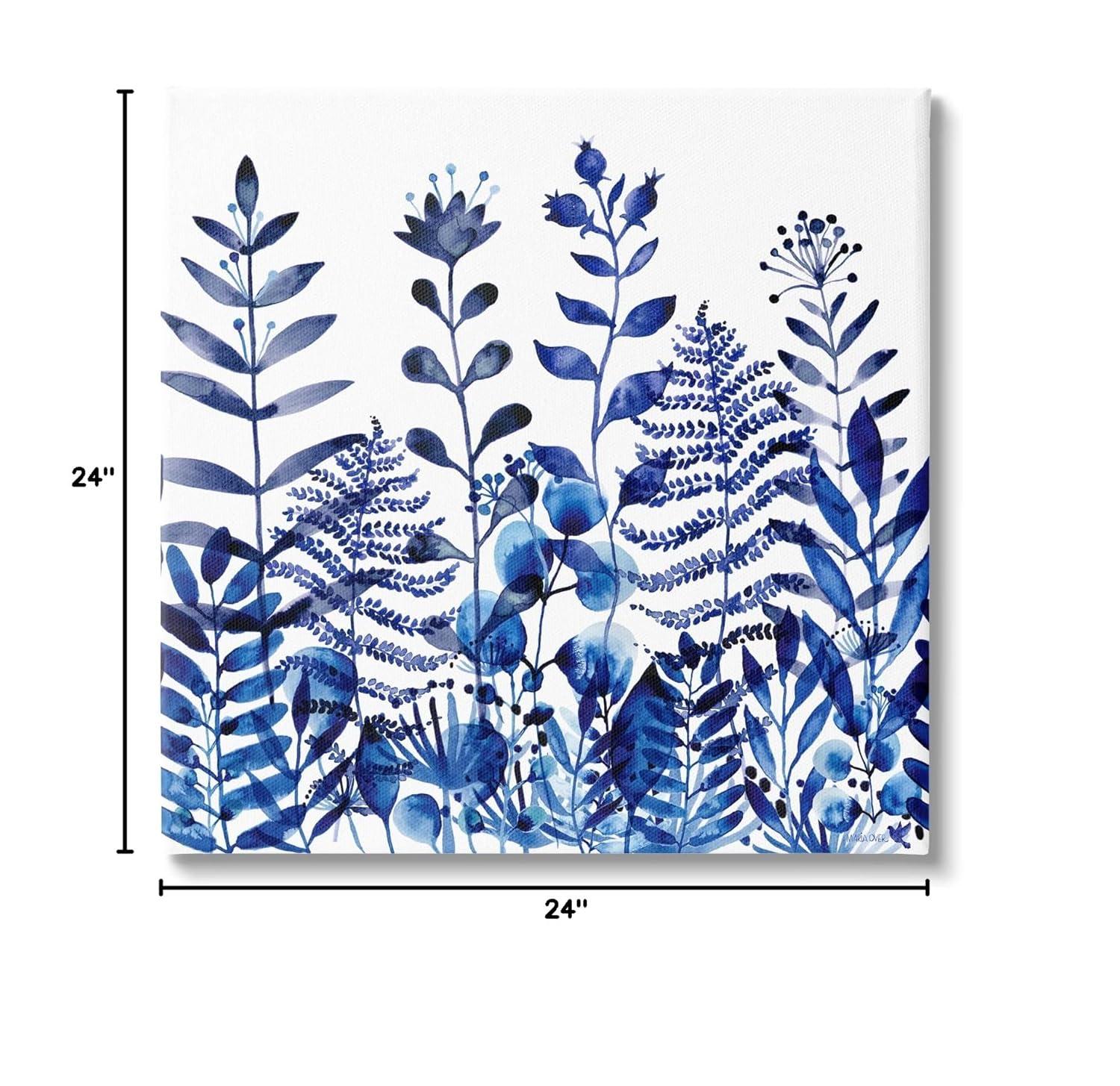 Stupell Industries Au-715-Canvas " Blue Fern Sprouts Nature Plants " by Maria Over Painting Print