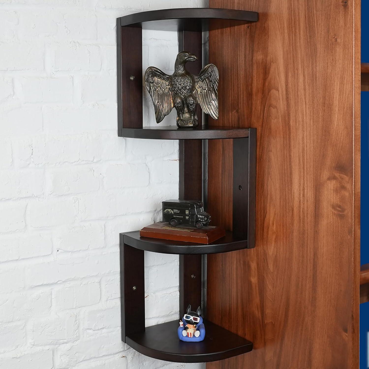 CONSDAN Corner Shelf, 4 Pieces, USA-Grown Solid Hickory Hardwood