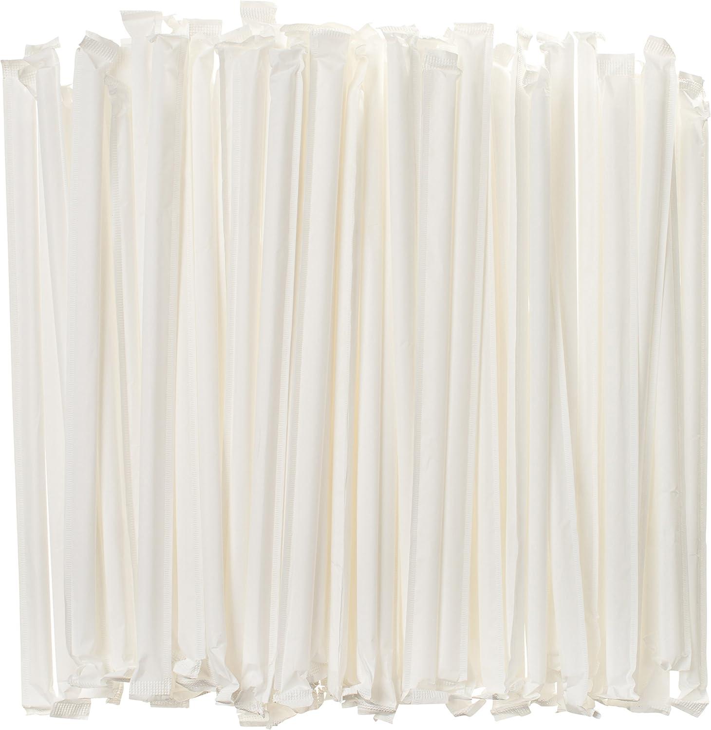 CrystalWare 7.75” Flexible Wrapped Straws 400 Per Pack - White