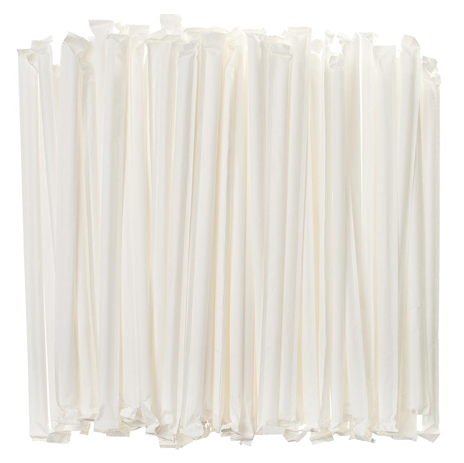 CrystalWare 7.75” Flexible Wrapped Straws 400 Per Pack - White