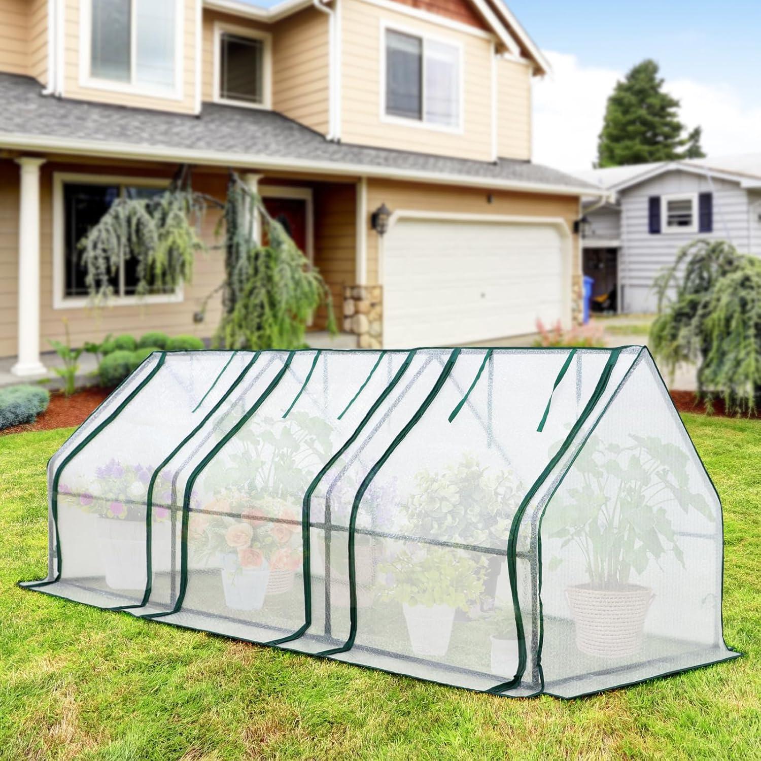 EAGLE PEAK 95'' W x 36'' D Mini Greenhouse With Bubble Film Cover