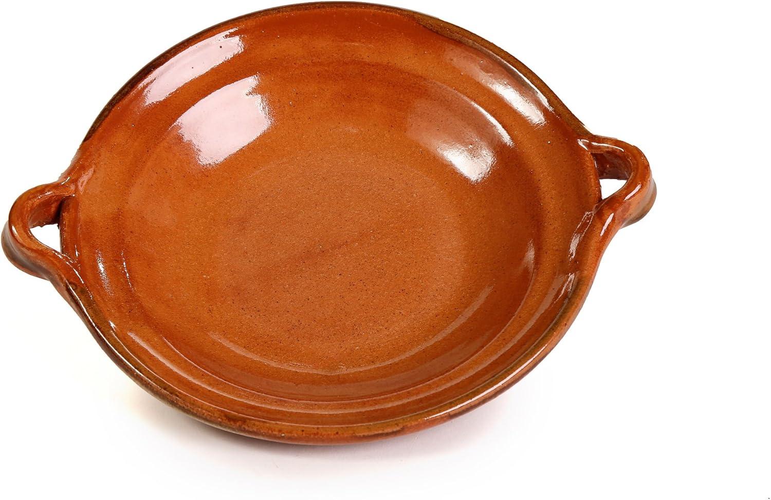 Mexican Clay Mini Flat Cazuela with Handles, 8 Ounces