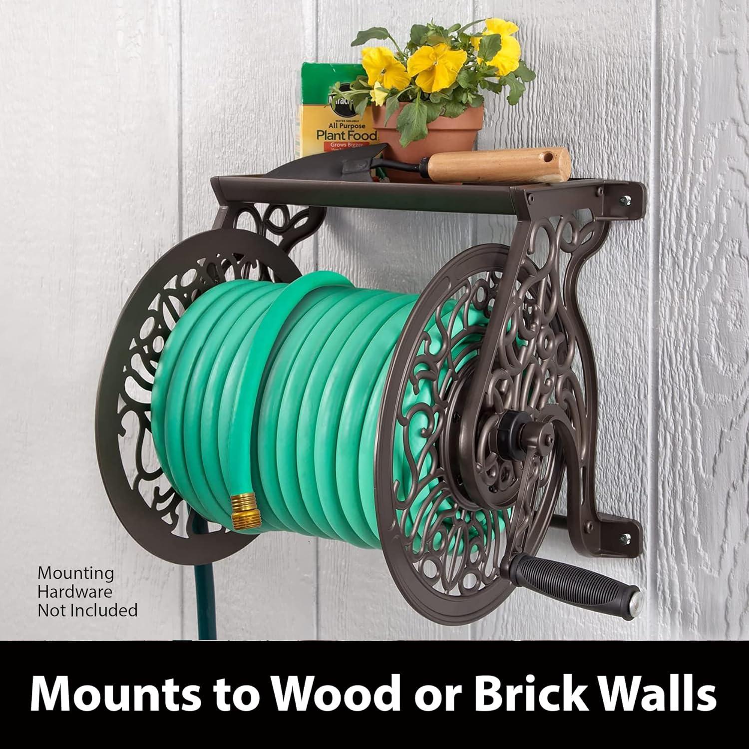 Liberty Garden LBG-704 125' Steel Decorative Garden Hose Wall Mounted Reel