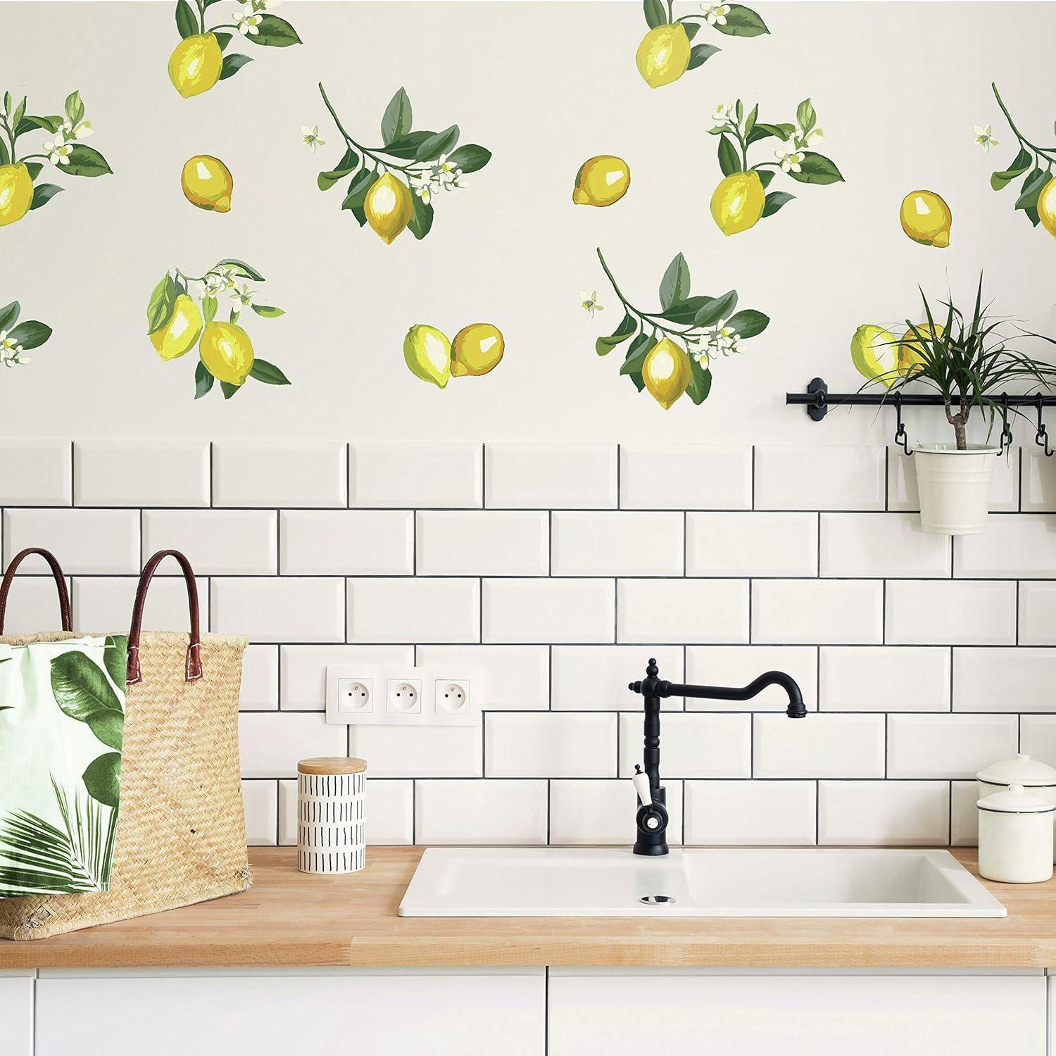 Lemon Peel and Stick Giant Wall Decal - RoomMates: Citrus Decor, Vinyl, Self-Adhesive, 40pc