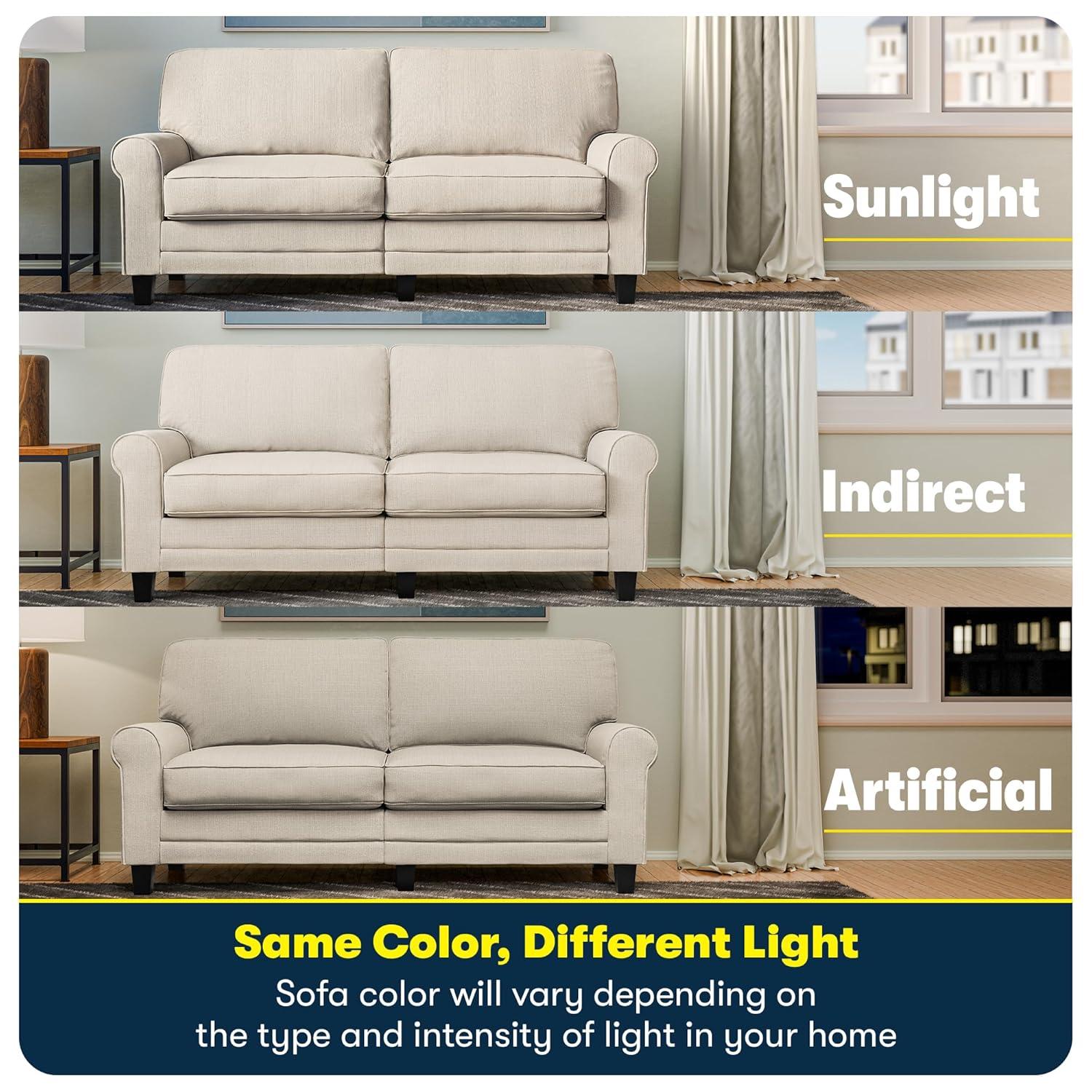 Serta Copenhagen 61" Rolled Arm Sofa, Easy Care Fabric, Soft Pillow Back, Pocket Coil Seat Cushions