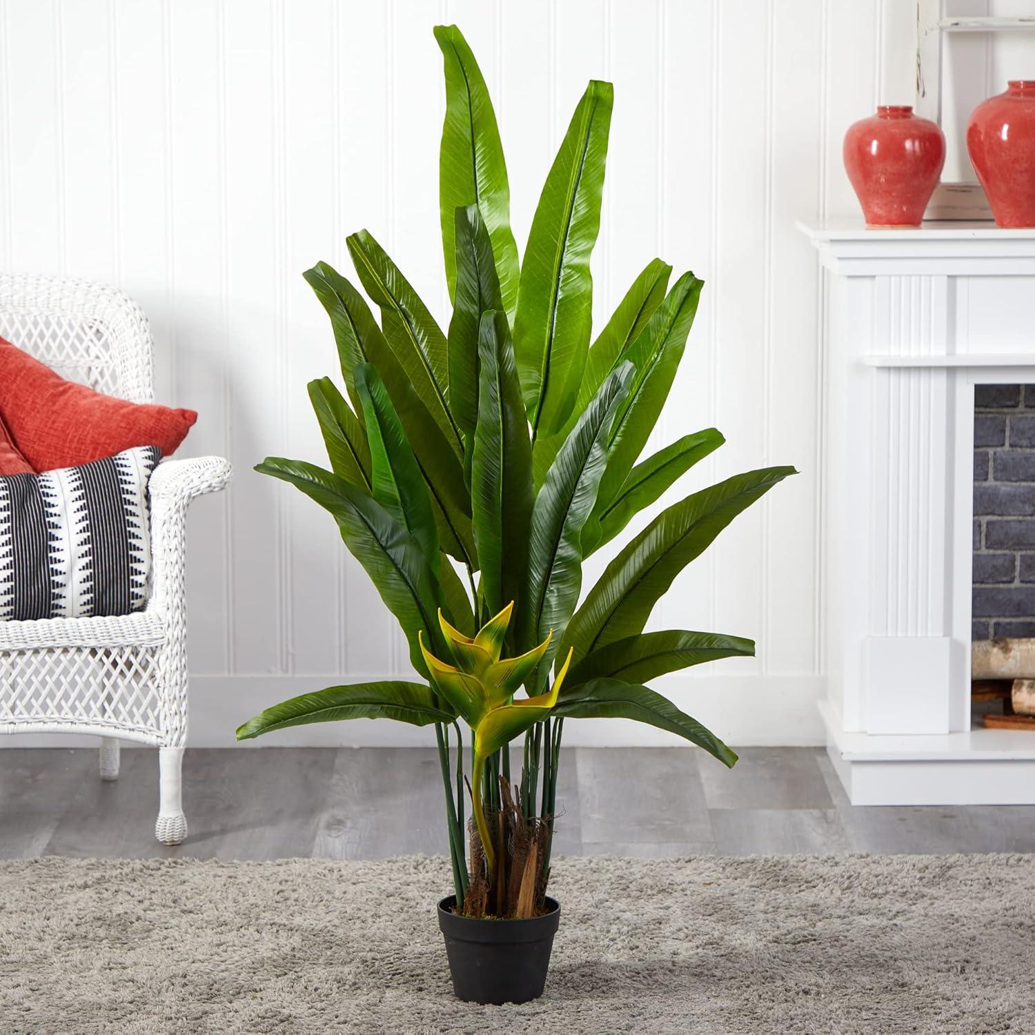 54" Artificial Traveler's Palm Tree in Pot Black - Nearly Natural