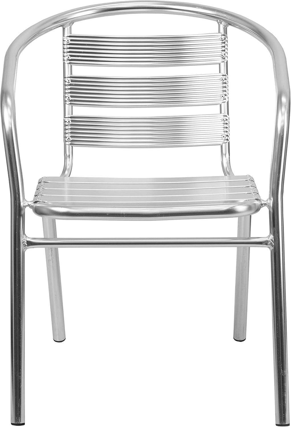 Flash Furniture Heavy Duty Commercial Aluminum Indoor-Outdoor Restaurant Stack Chair with Triple Slat Back