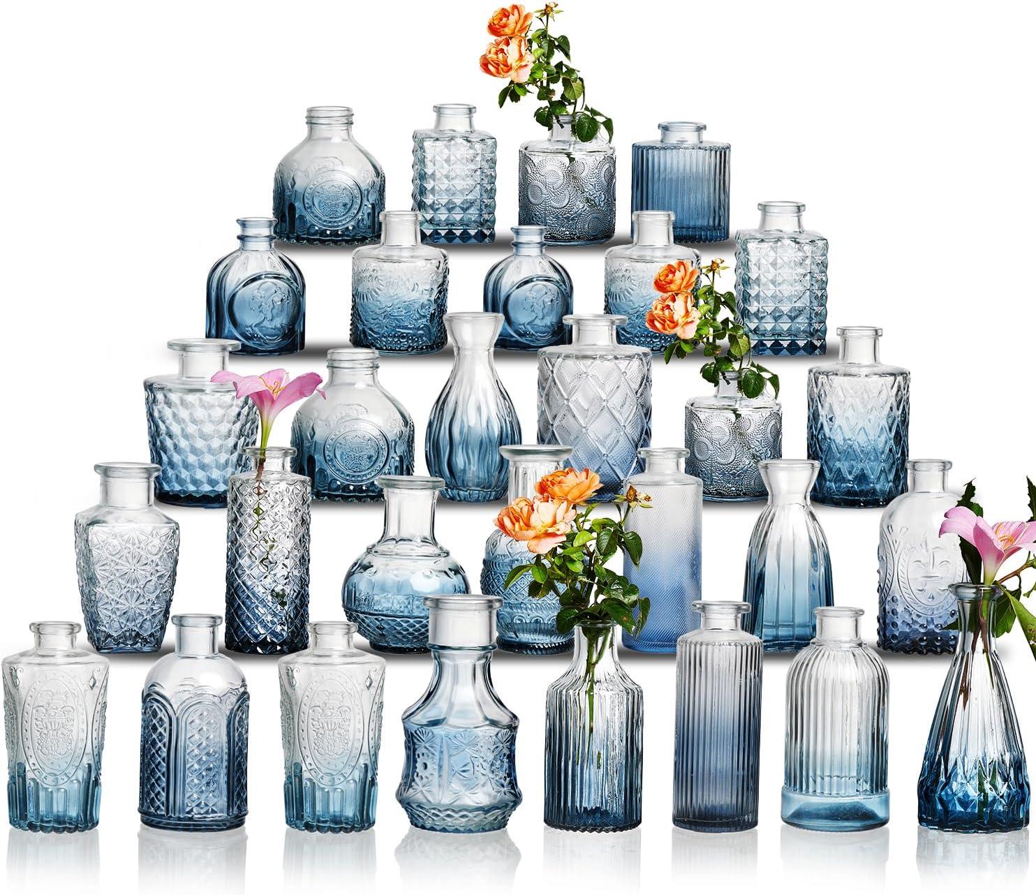 Bud Vases Set of 12, Small Glass Vases for Centerpieces, Small Flower Vases for Centerpieces, Vintage Mini Vase, Clear Bud Vase for Wedding Table Decor