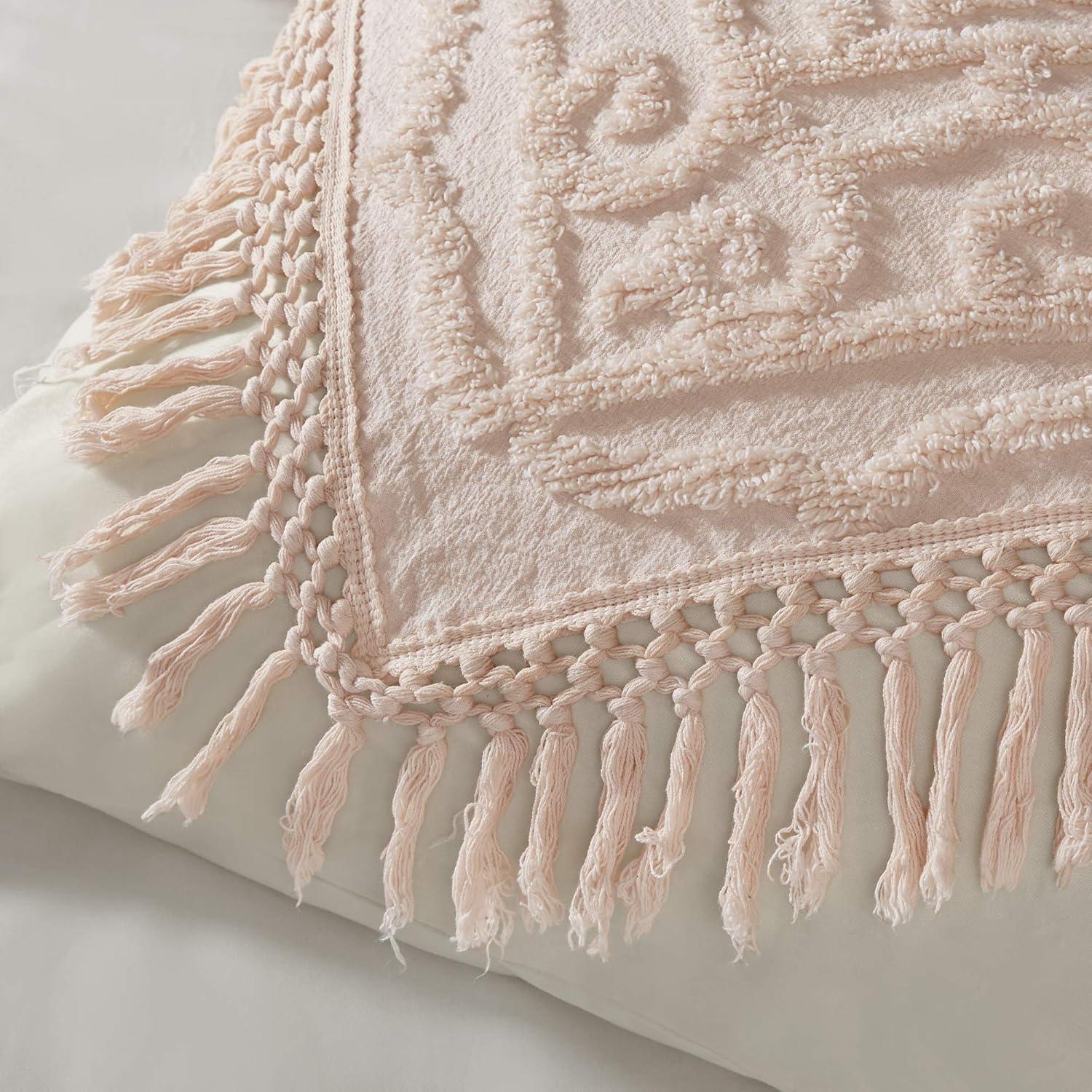 Laetitia Tufted Chenille Cotton Medallion Fringe Coverlet Set