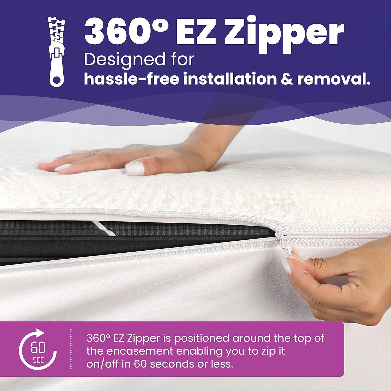 Twin XL Size Waterproof Bamboo Mattress Encasement by Slumberfy, Premium Skin-Safe Mattress Protector with 360° EZ Zipper, Lab-Tested Bed Bug Mattress Cover, Zippered Mattress Encasement – 39x80 in.