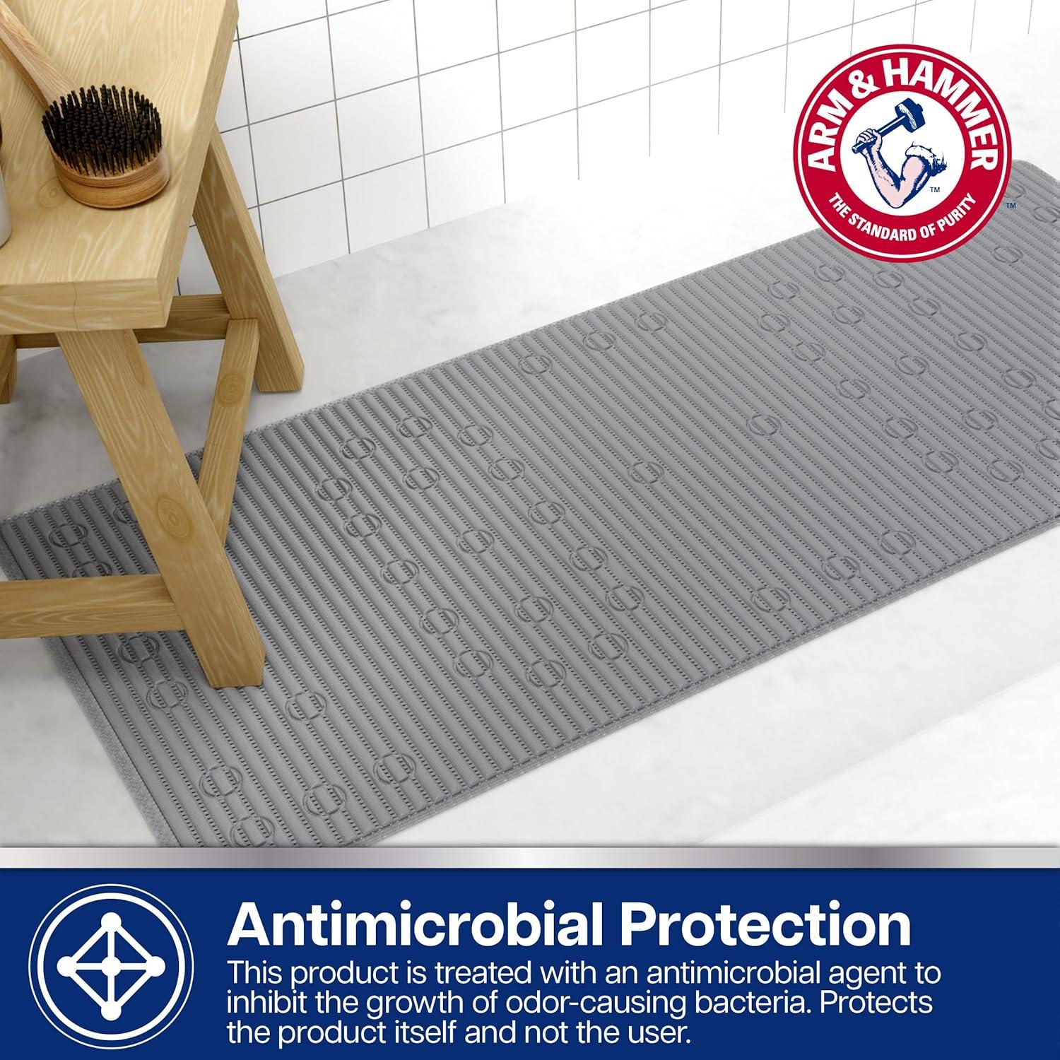 Arm & Hammer Comfort Touch Performance Foam Non-Slip Bath Mat for Showers and Tubs, 17 x 40, Grey