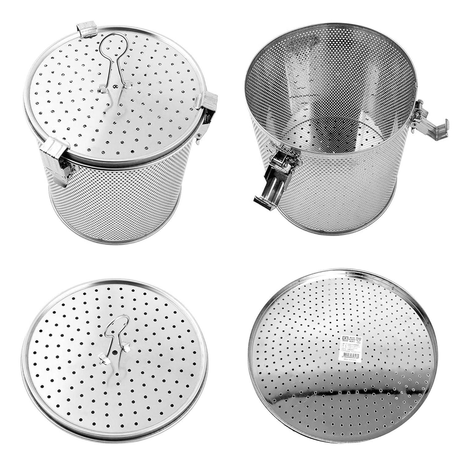 Commercial Grade D 3.9" X H 5.3" Genuine Stainless Steel 18/8 Perforated Strainer - One Touch Lock System - Restaurant & Home Use|Commercial Grade D. 3.9"x H. 5.3" - Genuine 18/8 Stainless Steel Perfo