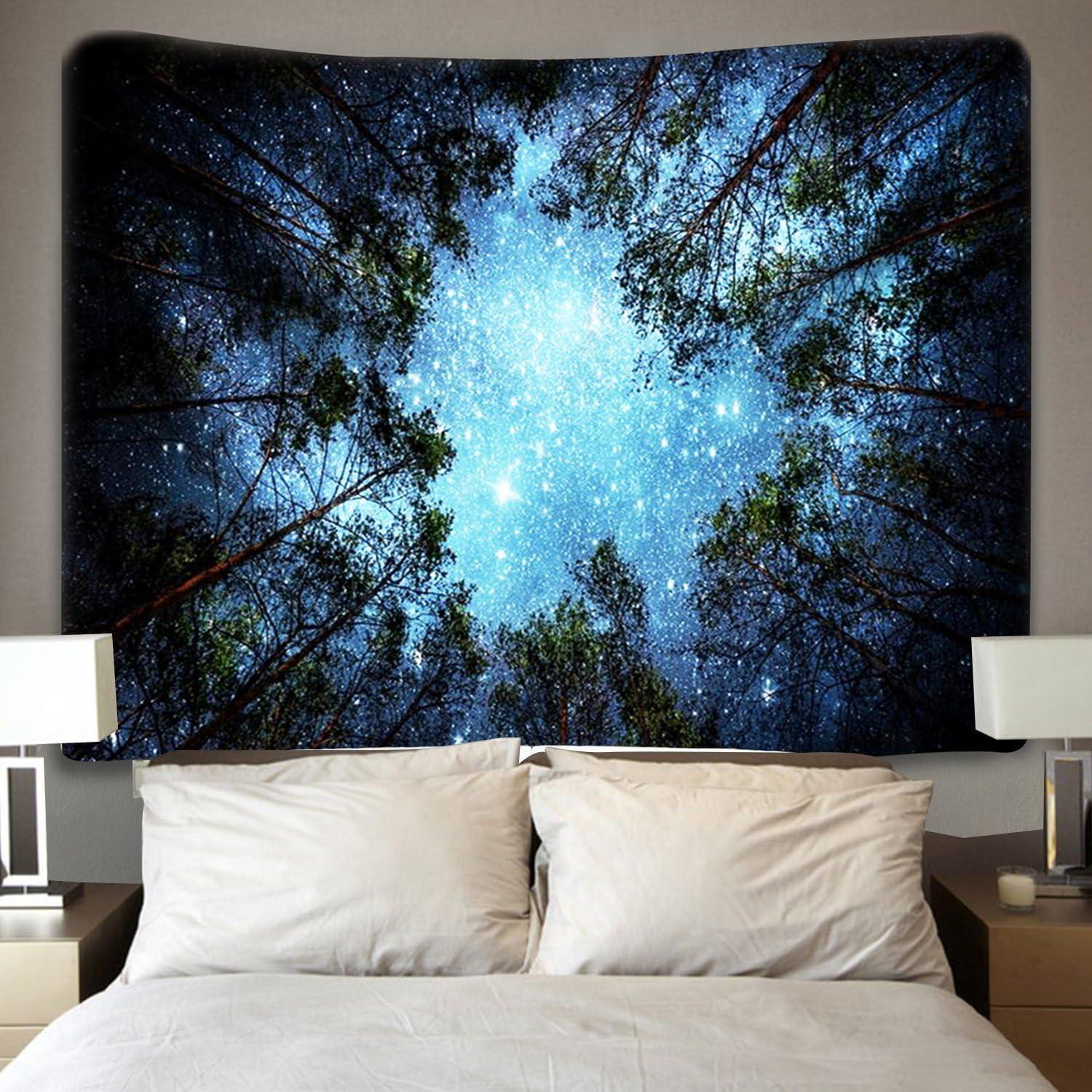 BCIIG Forest Starry Tapestry Wall Hanging 3D Printing Forest Tapestry Galaxy Tapestry Forest Milky Way Tapestry Tree Tapestry Night Sky Tapestry Wall Tapestry for Dorm Living Room Bedroom (60x40 Inch)