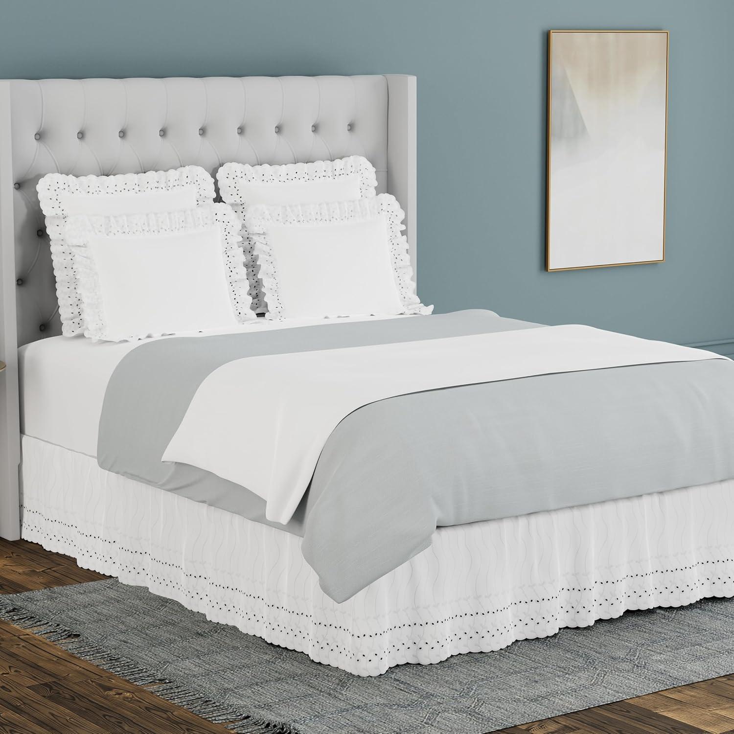 Fresh Ideas  Fresh Ideas Ruffled Eyelet Bed Skirt, 14" Drop Length & Reviews | Wayfair