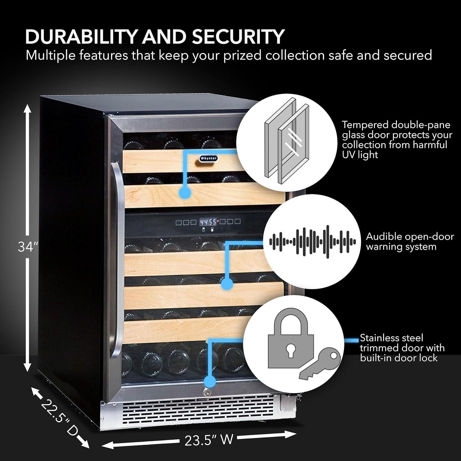 Whynter 46 Bottle Dual Zone Built-In Wine Cooler