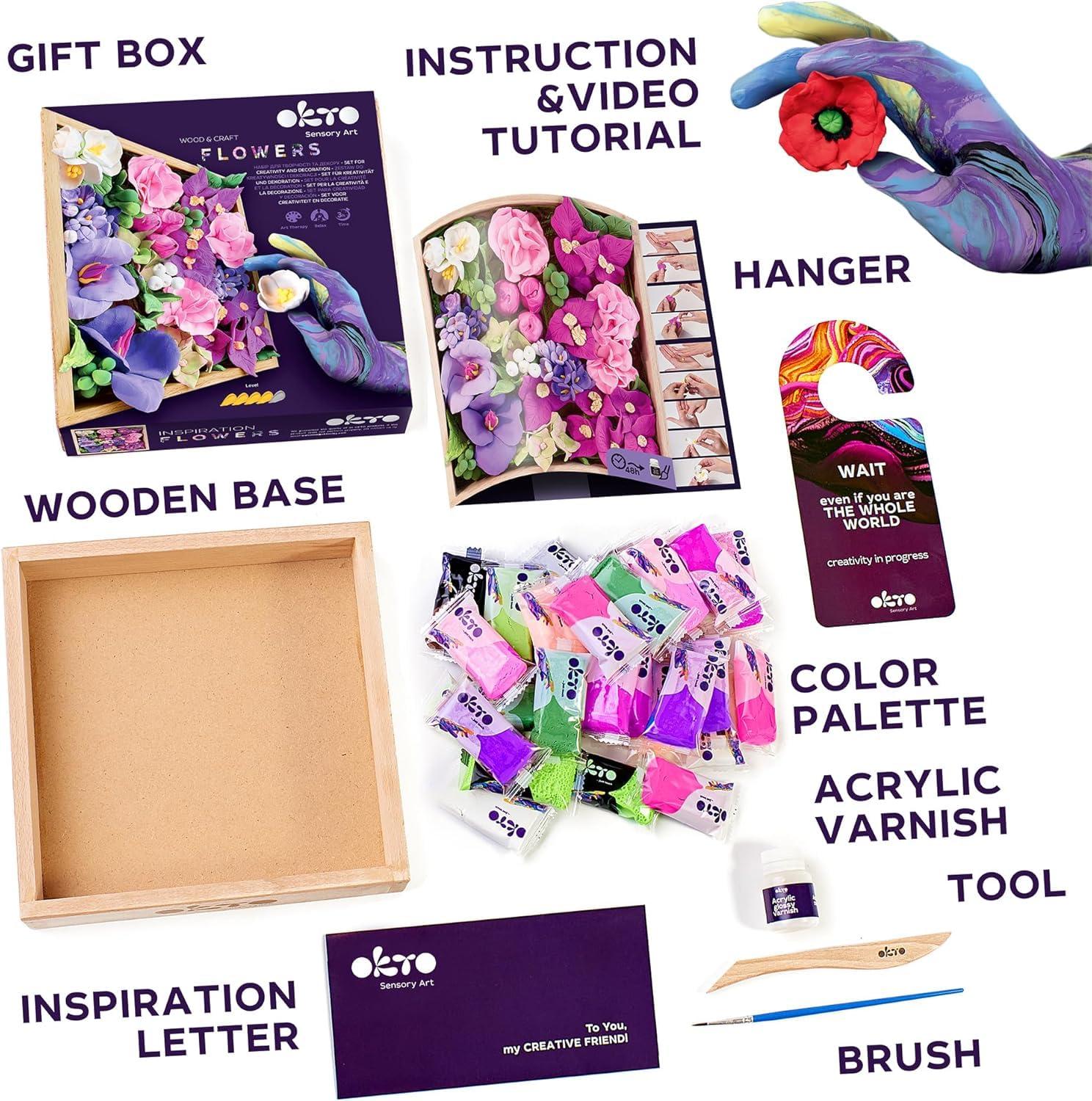 Wooden Frame DIY Flower Kit with Air Dry Clay