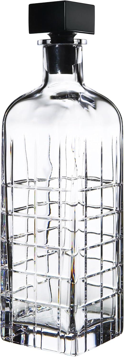 Orrefors Street Crystal Decanter with Black Stopper