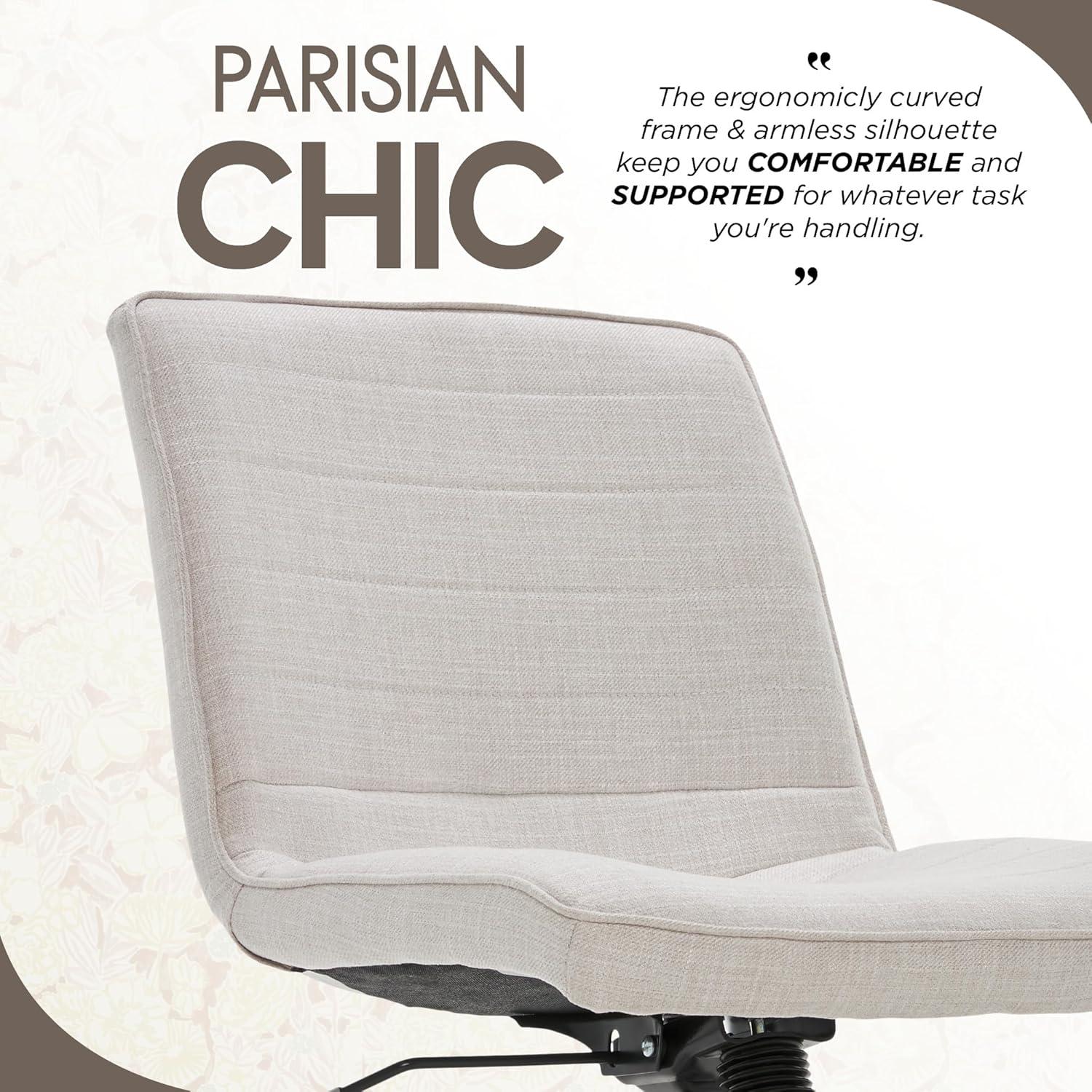 Adelaide Task Chair French Ivory - Adore Decor: Sturdy, Swivel, Adjustable Height, Metal Legs