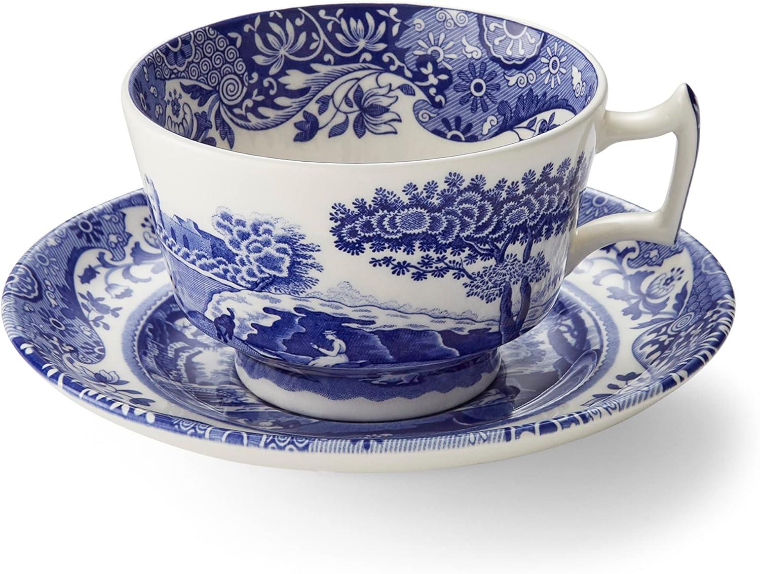 Spode Blue Italian Teacup & Saucer