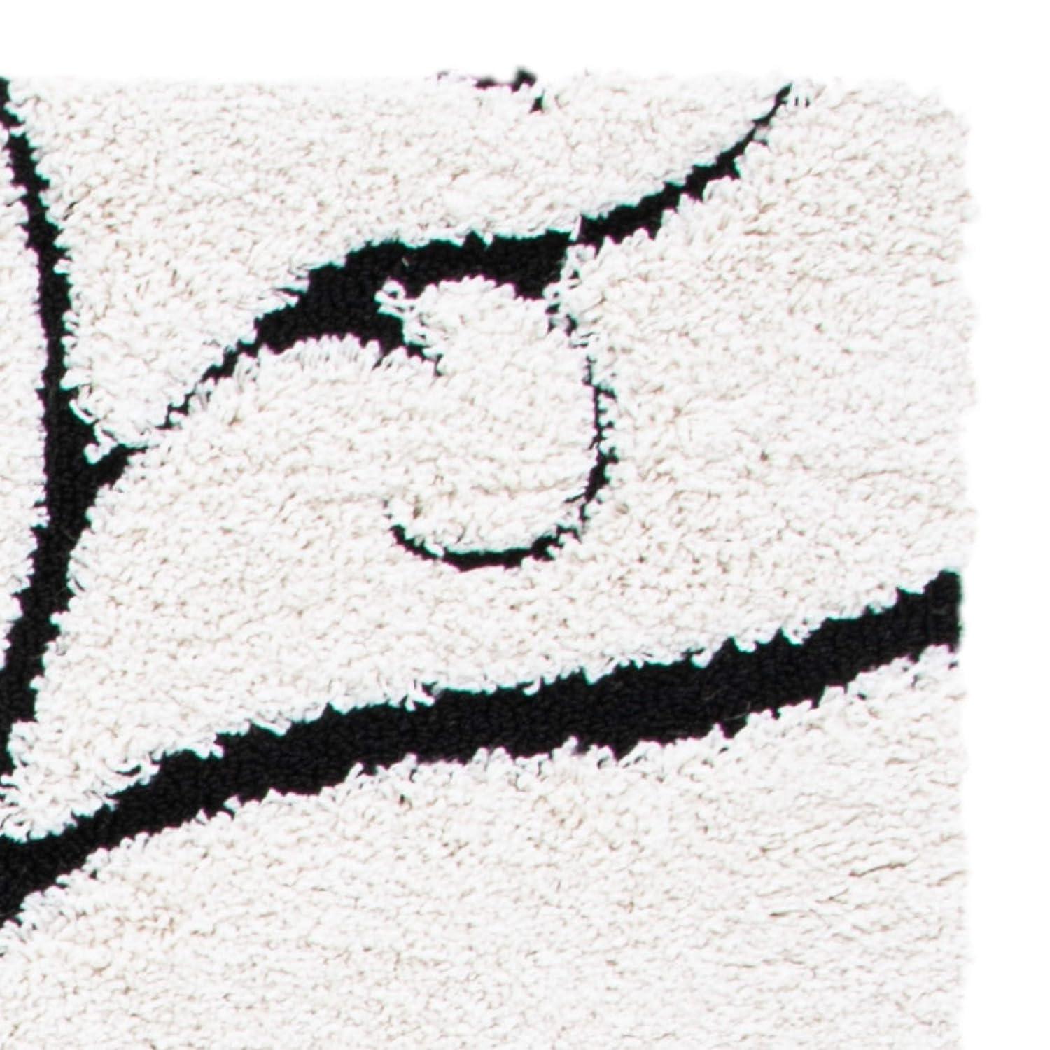 Florida Shag SG455 Power Loomed Indoor Area Rug - Ivory/Black - 6'7"x6'7" - Safavieh.