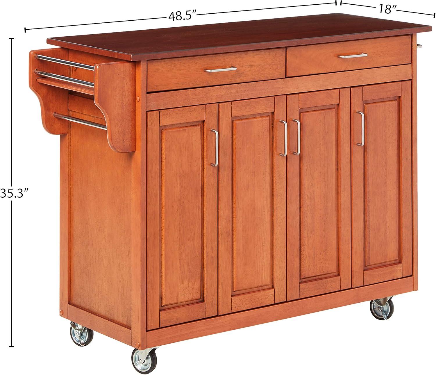 Cherry Wood Kitchen Cart with Spice Rack and Storage