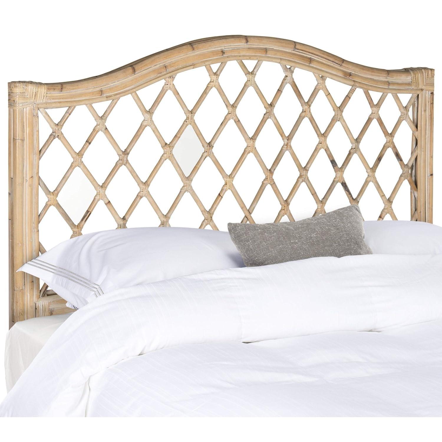 SAFAVIEH Gabrielle Coastal Geometric Wicker Headboard, Queen, White Washed