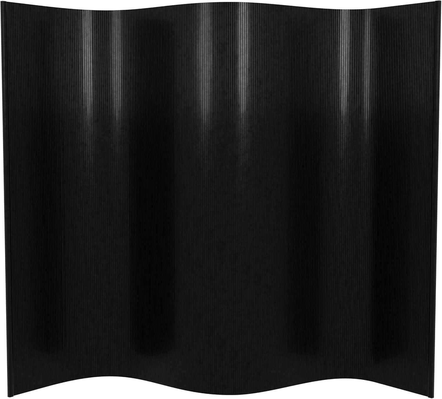 Red Lantern 6 ft. Tall Bamboo Wave Screen - Black