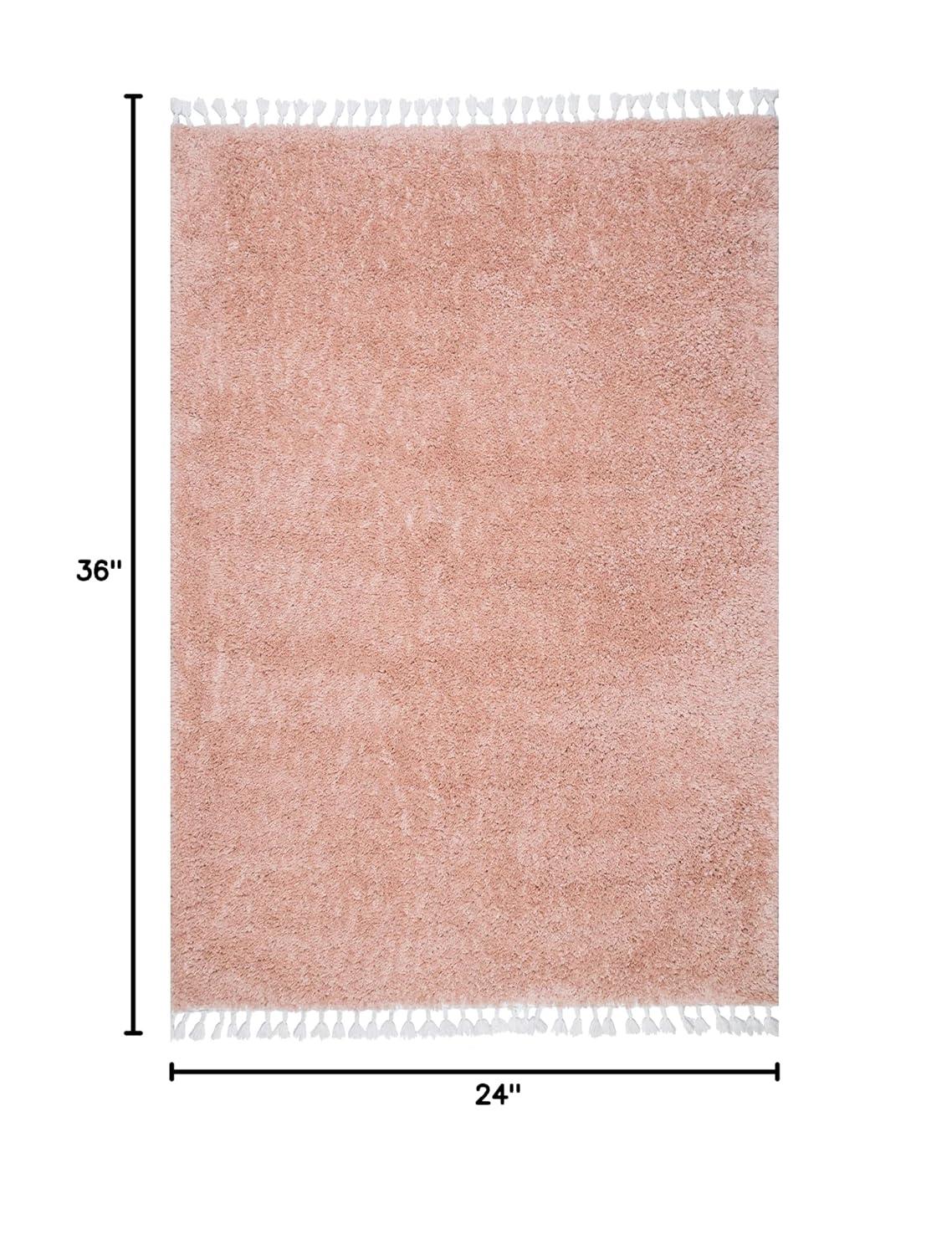 Nuloom Neva Solid 2x3 Accent Shag Indoor Area Rug for Living Room Bedroom Dining Room Nursery Entryway, Blush/Ivory