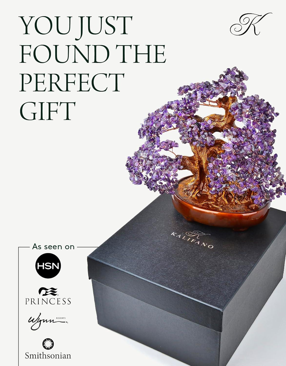 KALIFANO Natural Tree of Life Gemstones (1,251 Count) - Bonsai Feng Shui Chakra Crystal Money Tree for Healing and Luck - 14"